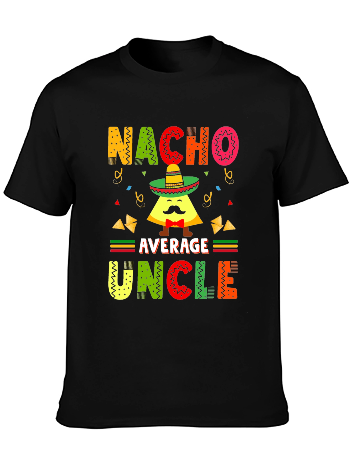 Black Nacho Average Uncle T-Shirt - Funny Pun Tee view 3