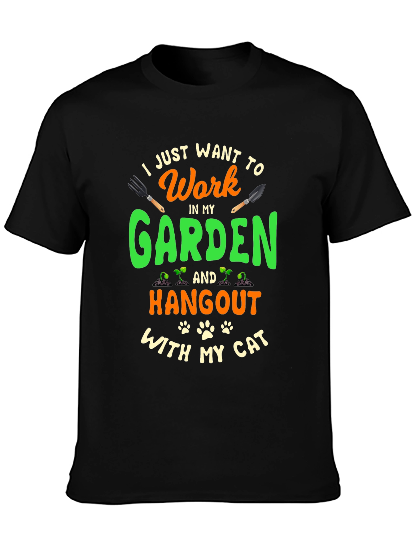 Black I Just Want To Work In My Garden T-Shirt view 3