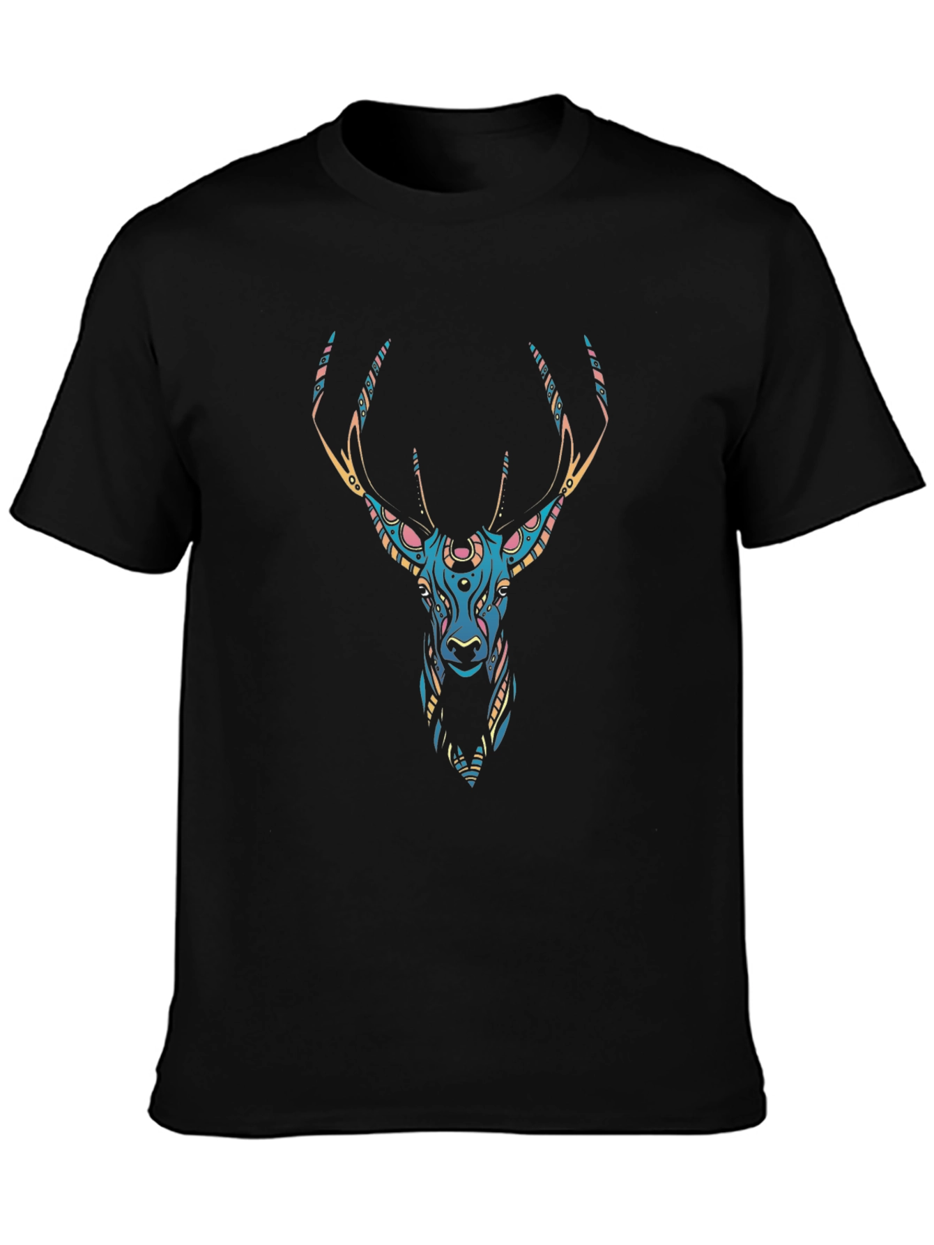 Black Stylish Deer Graphic Black T-Shirt view 3