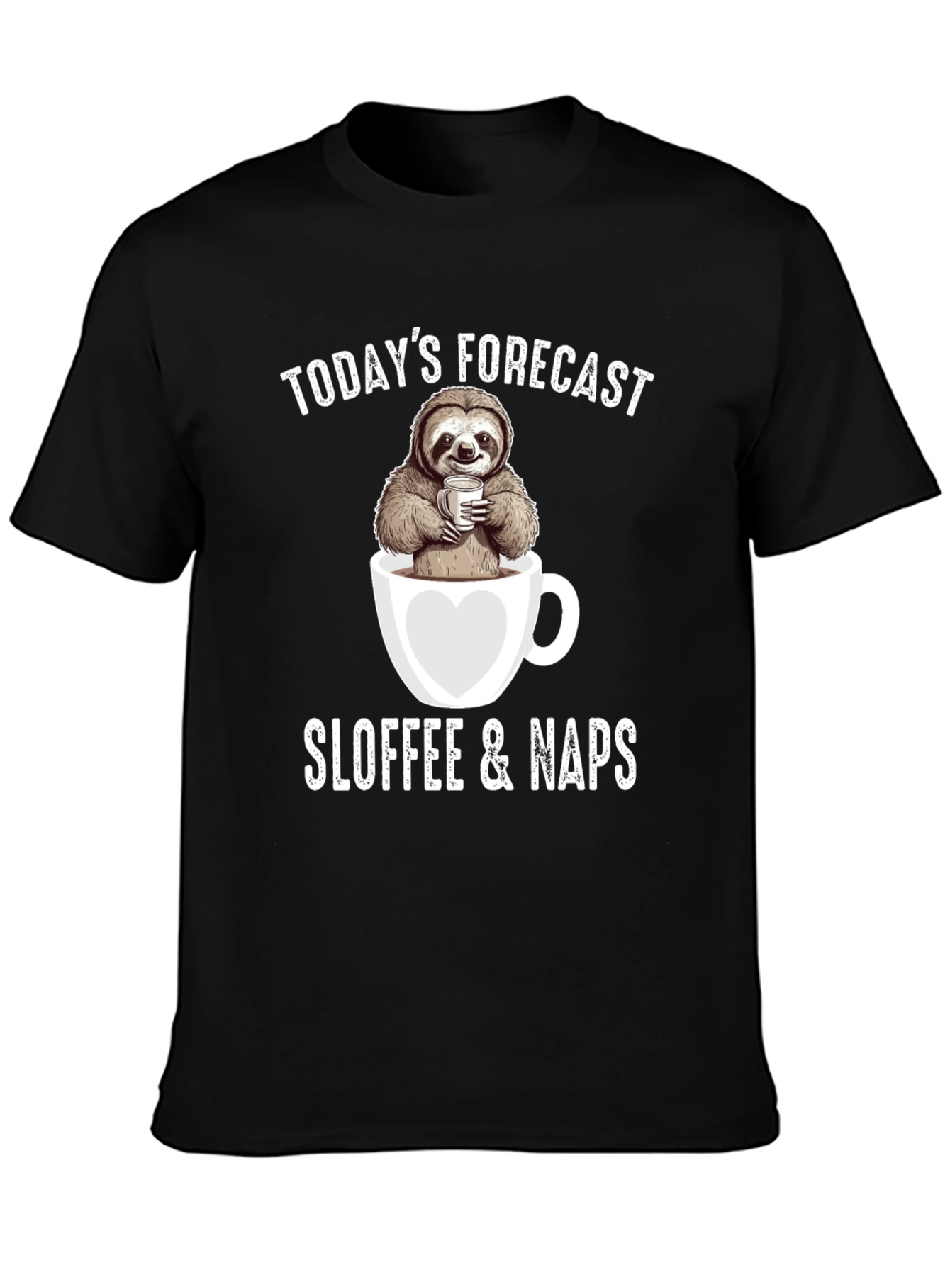 Black Sloth Coffee Nap Forecast T-Shirt view 3