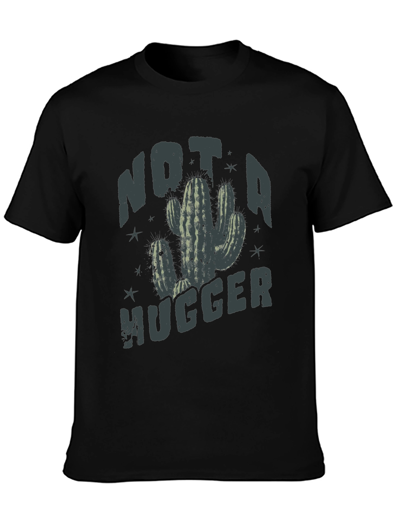 Black Not a Hugger Cactus Tee view 3