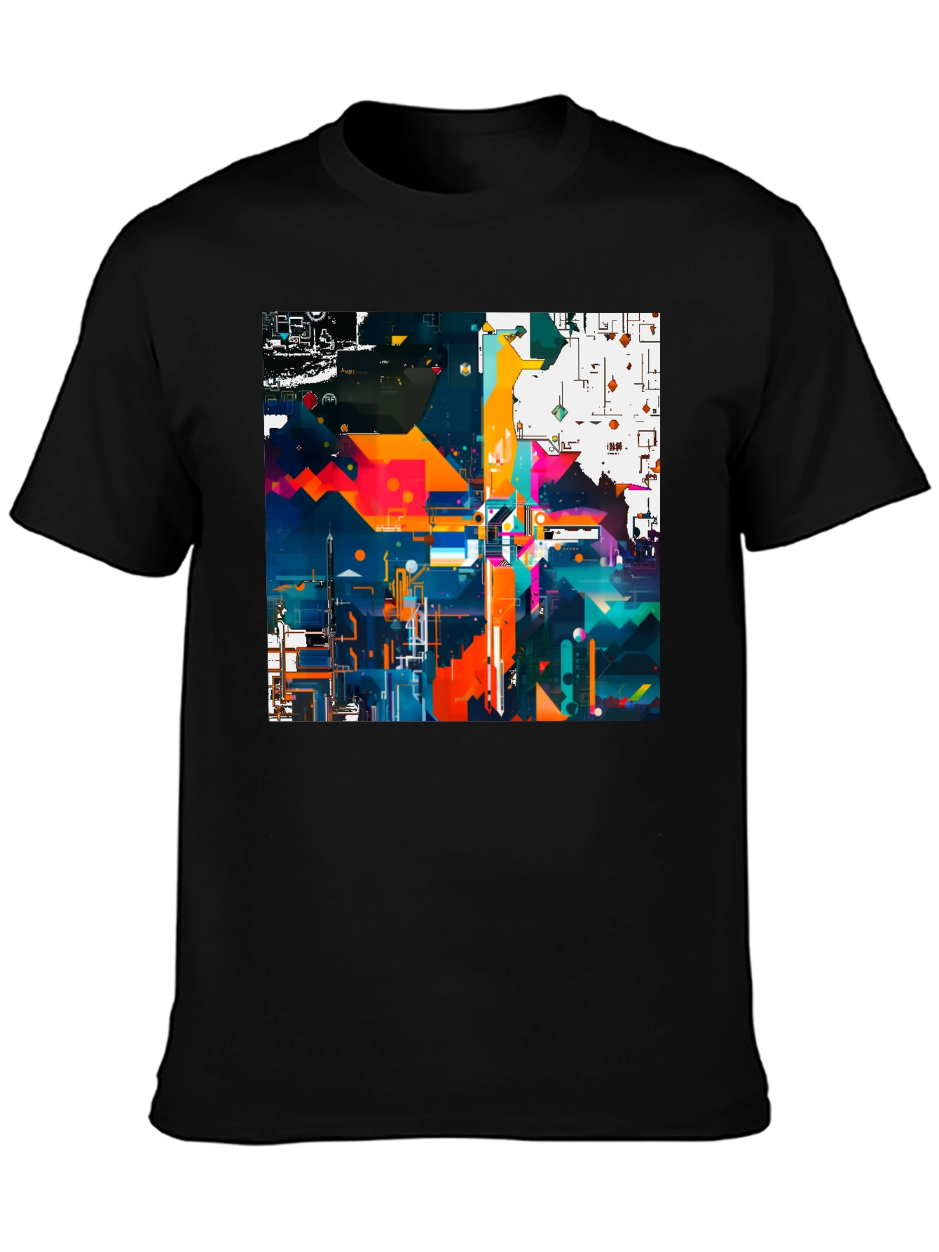 Black Abstract Geometric Art Print Black Tee view 3
