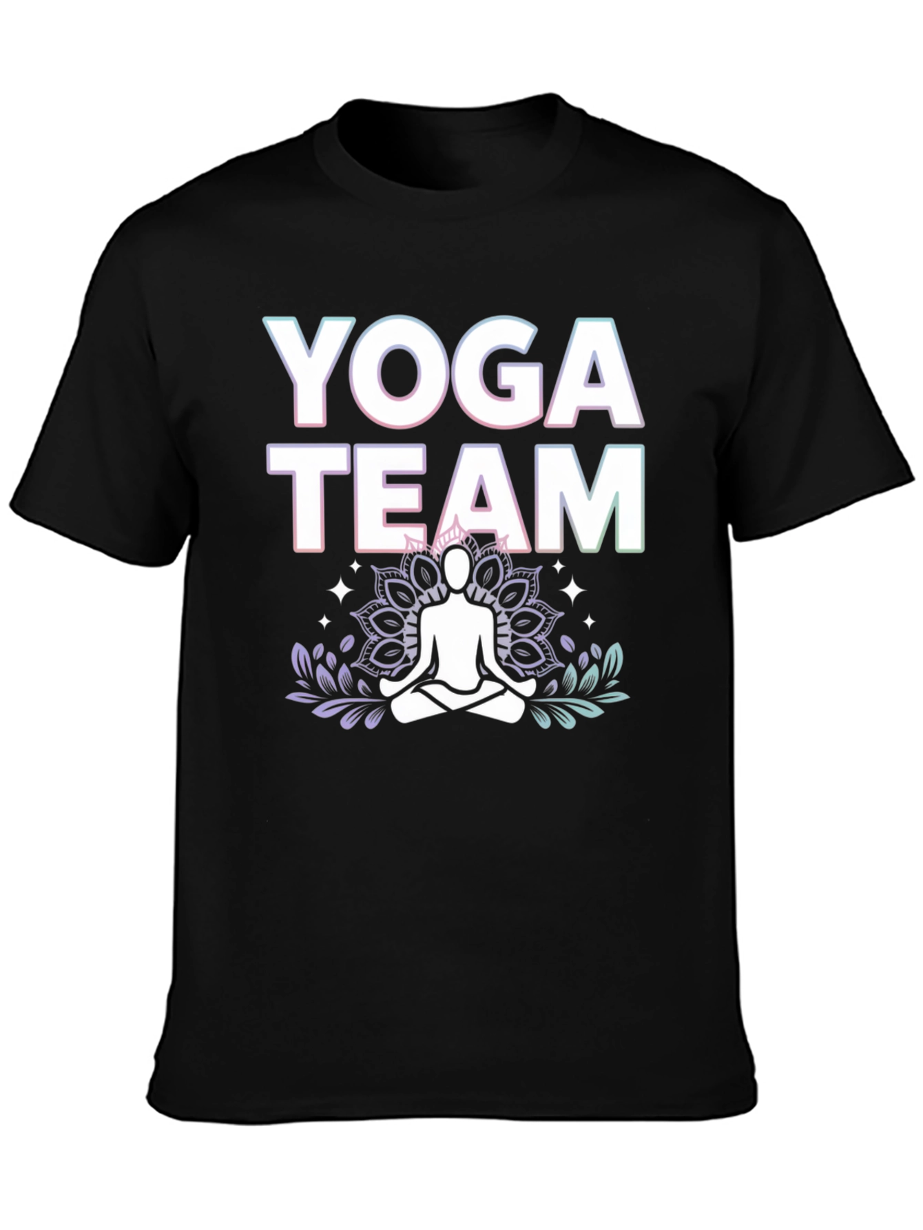 Black Yoga Team Graphic Tee - Black Cotton Blend view 3