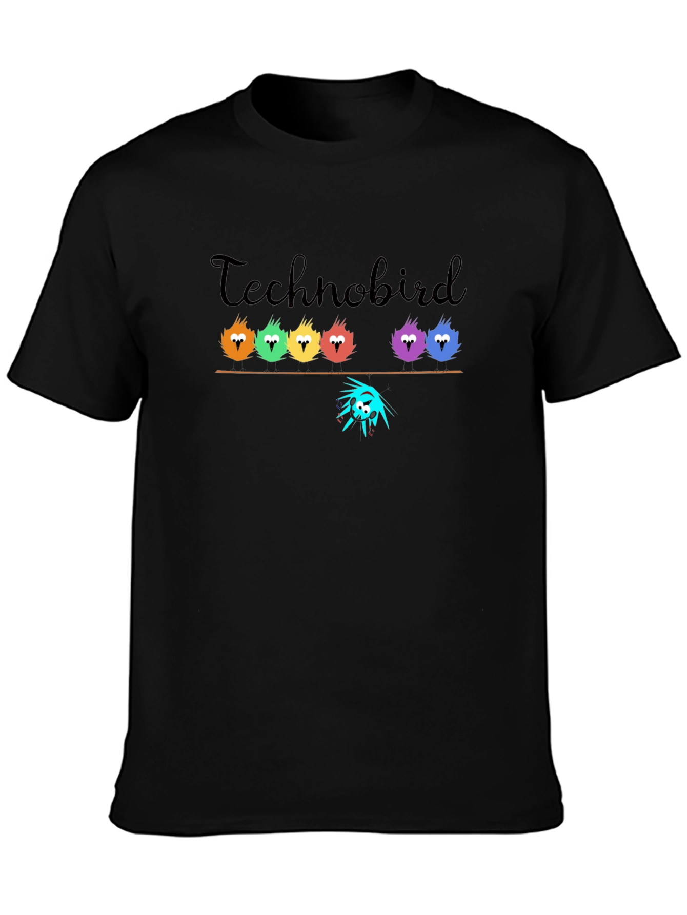 Black Technobird Graphic T-Shirt - Unique Bird Design view 3