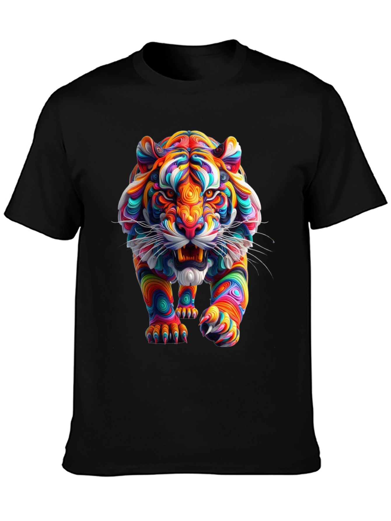 Black Vibrant Tiger Graphic Tee - Bold Style view 3