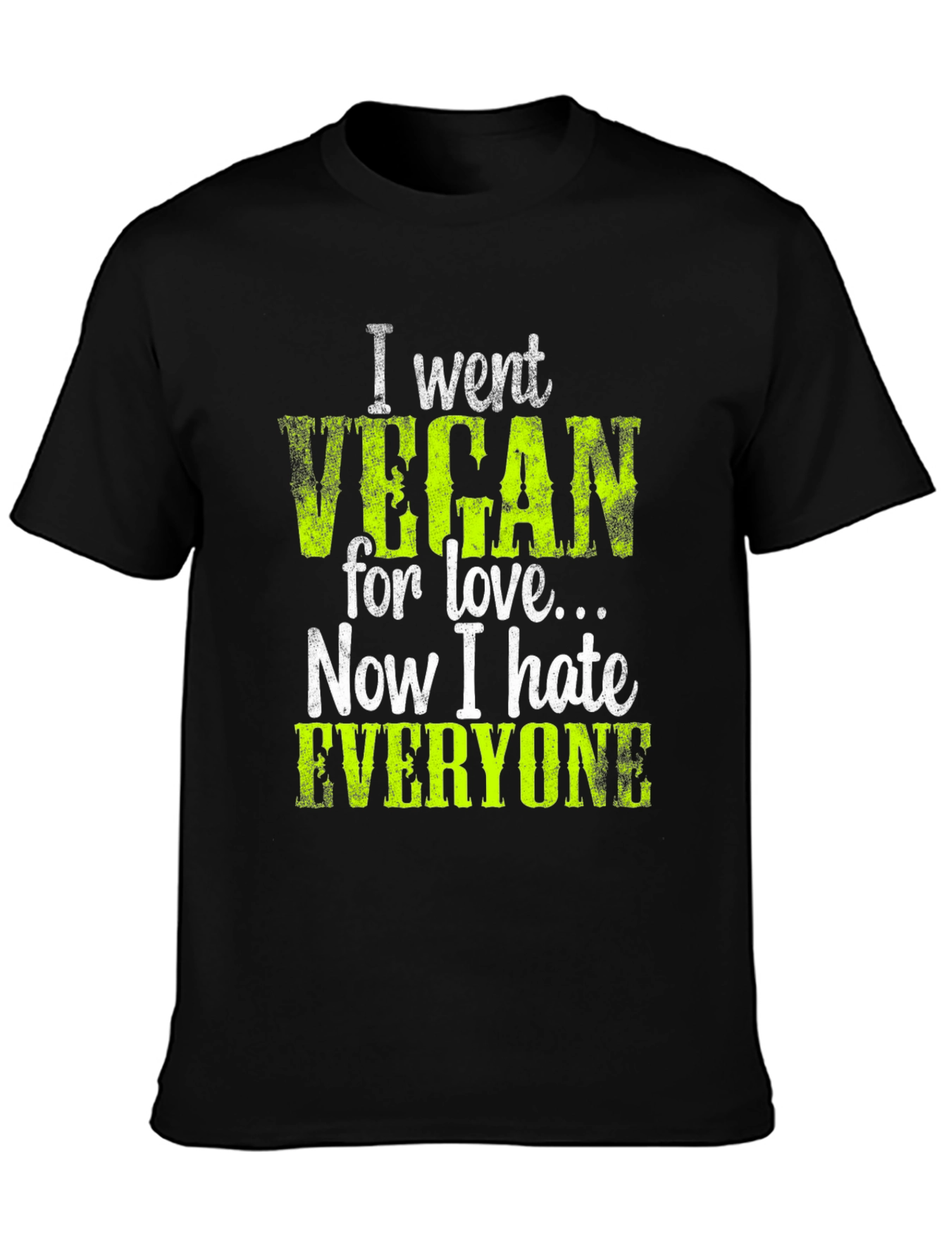 Black Vegan Hate Everyone Graphic T-Shirt view 3