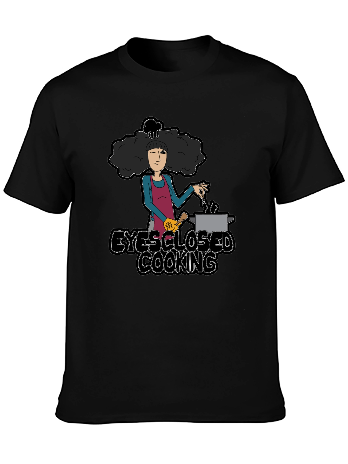 Black Eyes Closed Cooking Graphic T-Shirt view 3