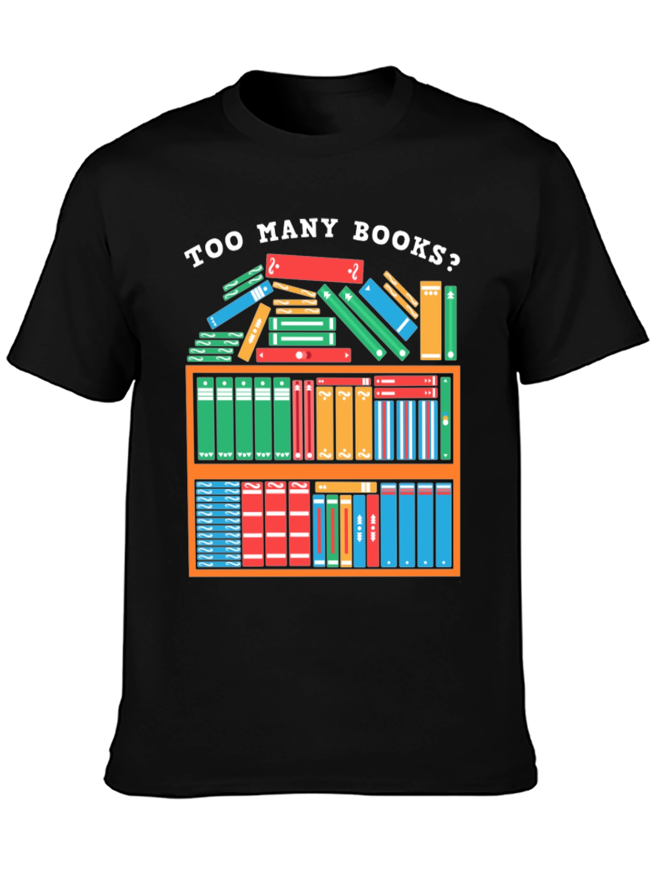 Black Too Many Books T-Shirt - Reader Gift view 3