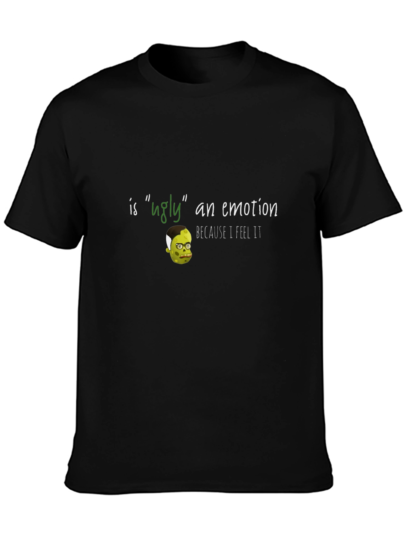 Black Ugly Emotion Graphic T-Shirt - Comfy Casual Wear view 3
