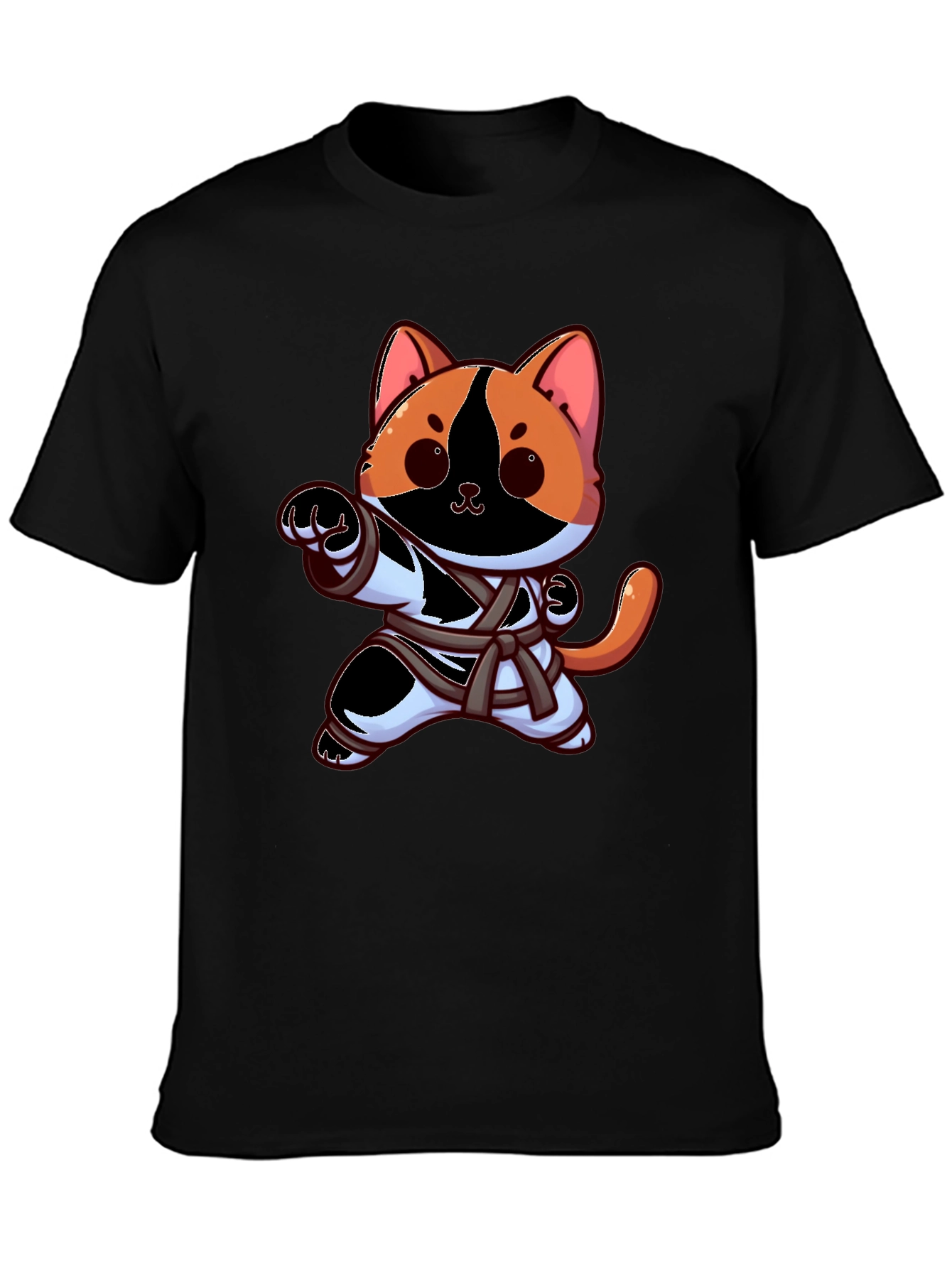 Black Karate Cat T-Shirt - Funny Martial Arts Kitten Tee view 3