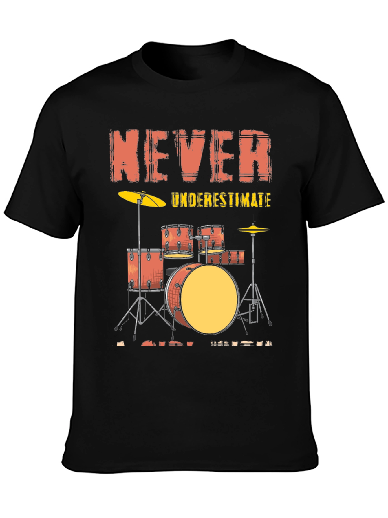 Black Never Underestimate a Drummer T-Shirt view 3