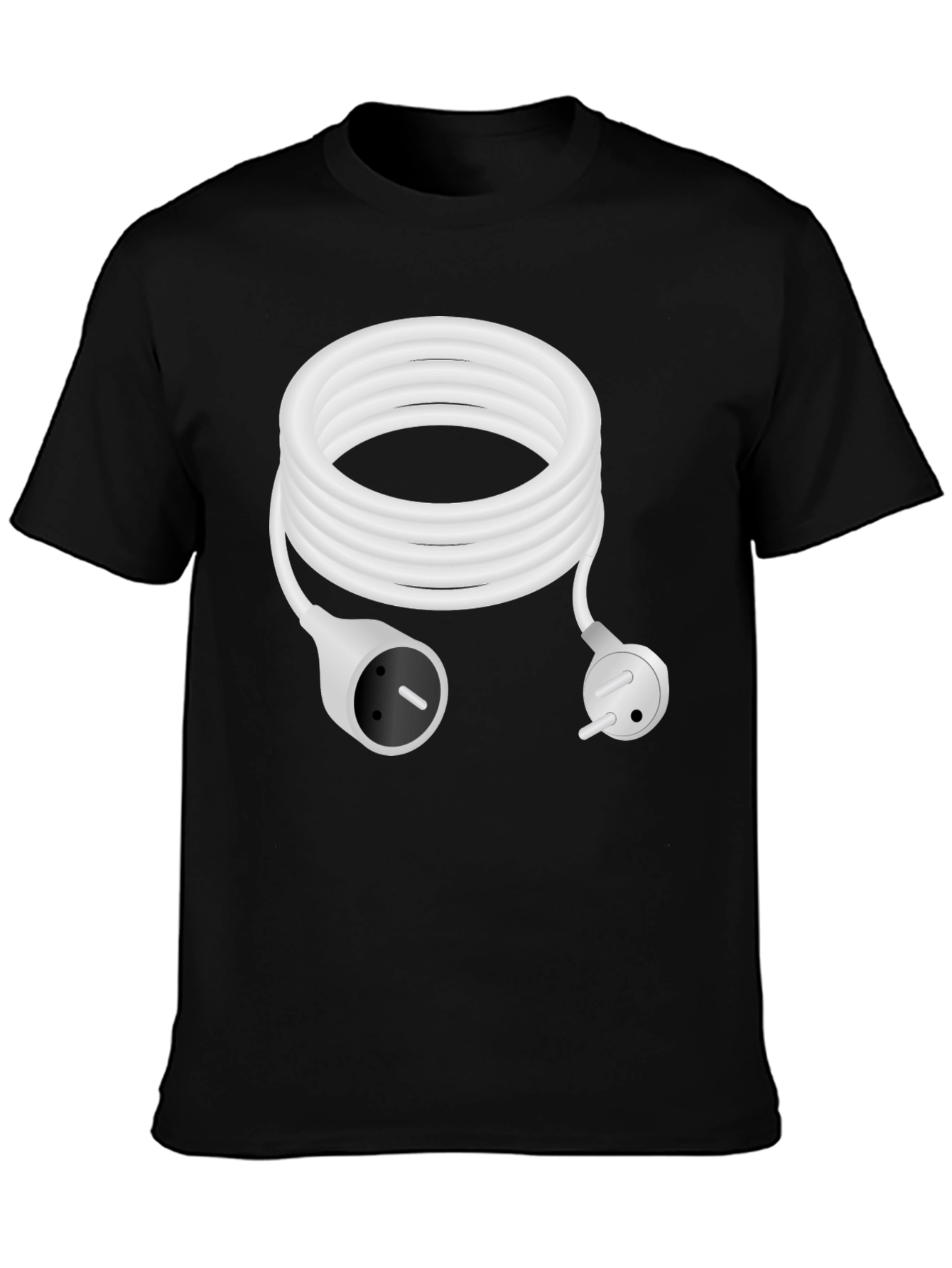 Black Plugged In Tee - White Cord Power T-Shirt view 3