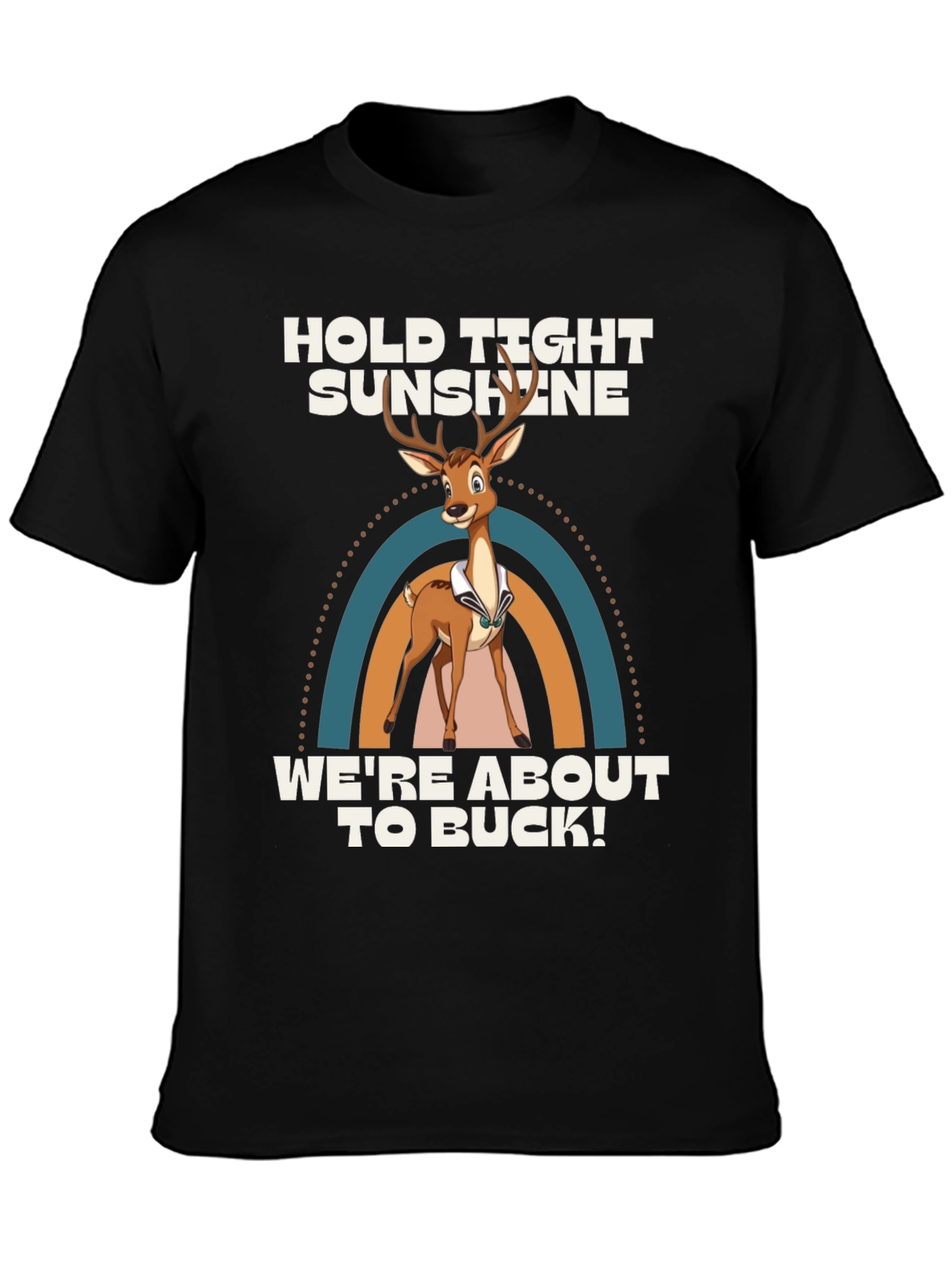 Black Hold Tight Sunshine Deer Graphic T-Shirt view 3