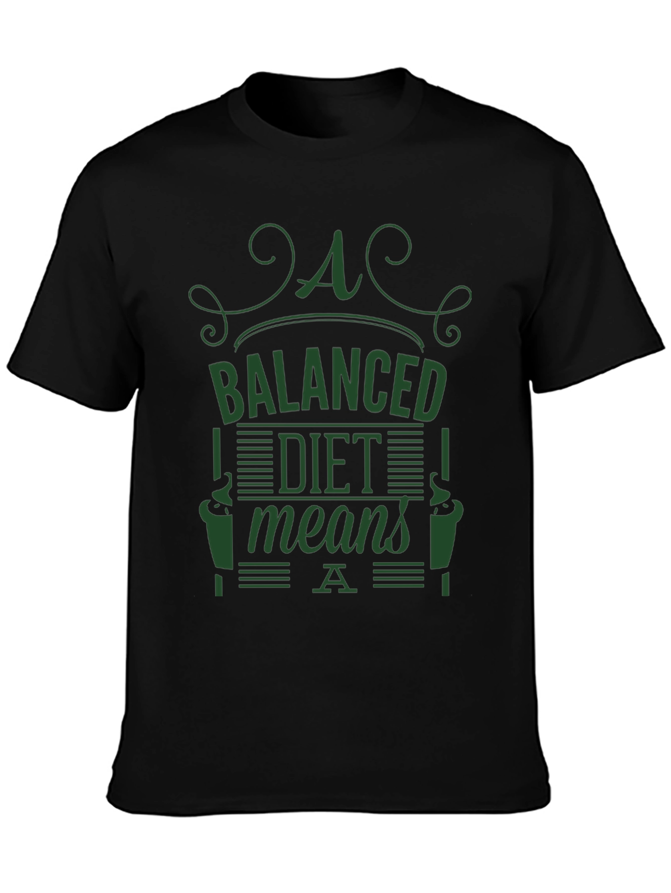 Black Balanced Diet T-Shirt - Dark Green Graphic Tee view 3