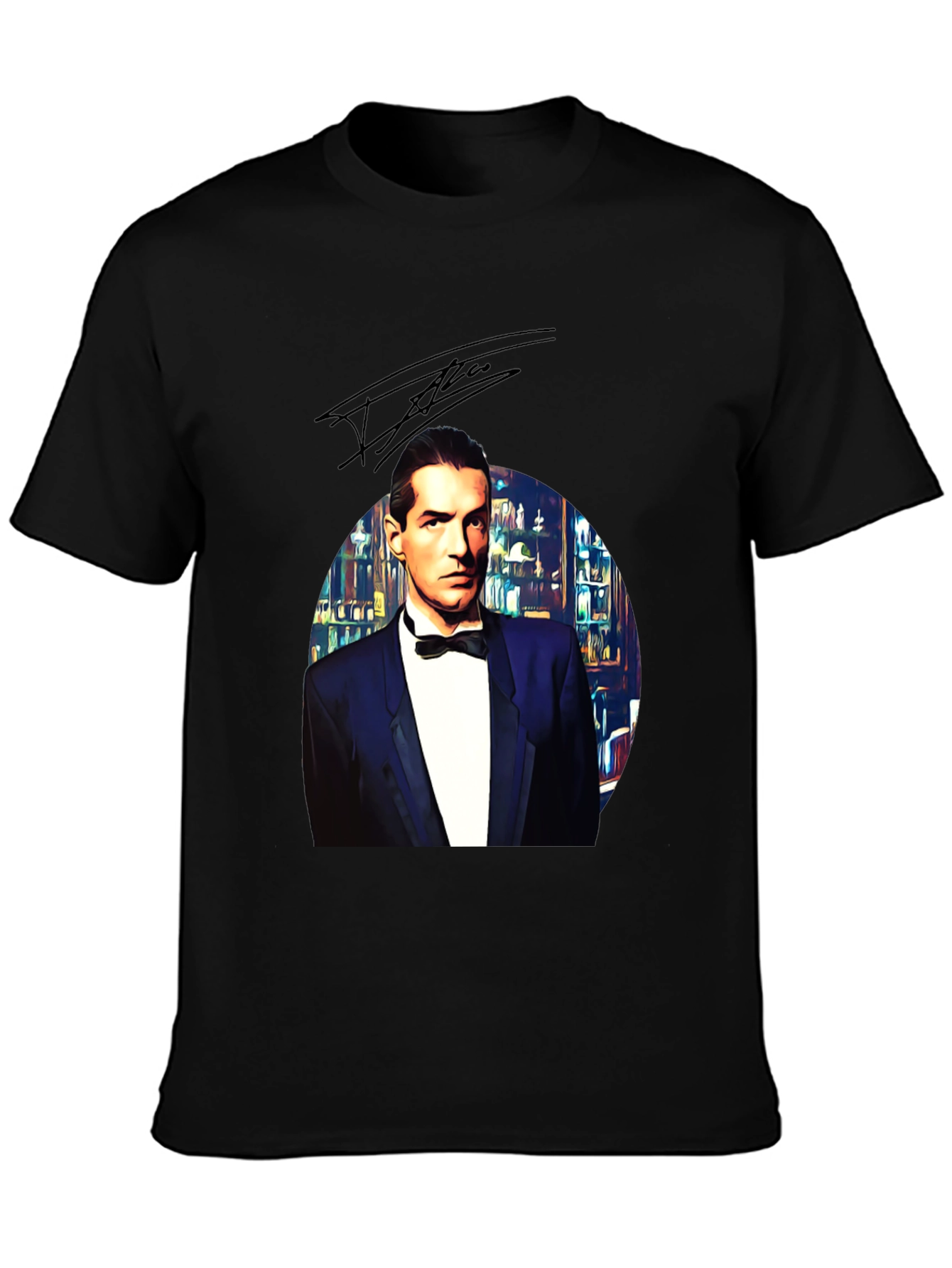Black Elegant Man in Tuxedo Graphic Tee - Black view 3