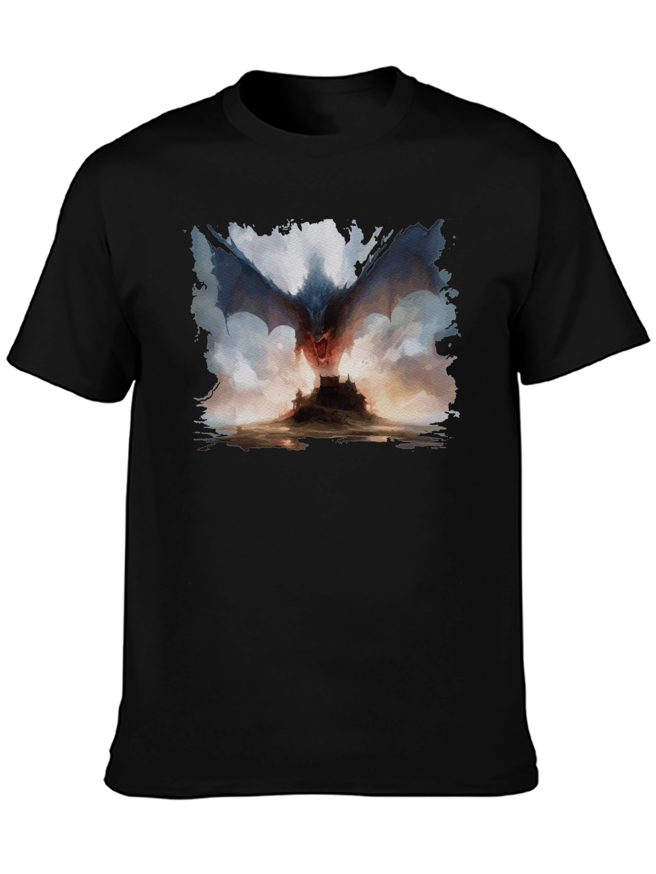Black Dragon Castle Graphic Tee - Men's Black T-Shirt view 3