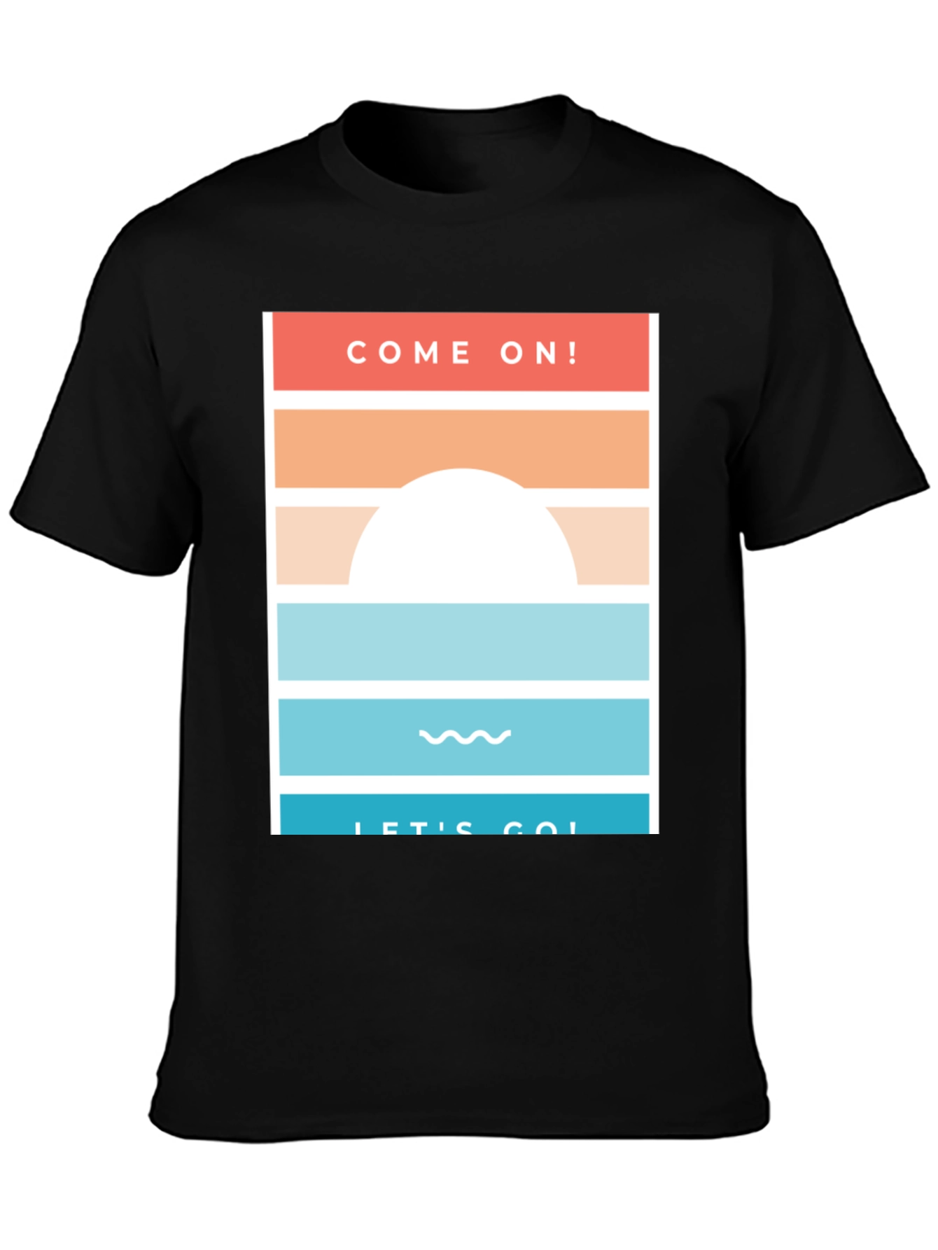 Black Come On! Let's Go! Black Graphic T-Shirt view 3