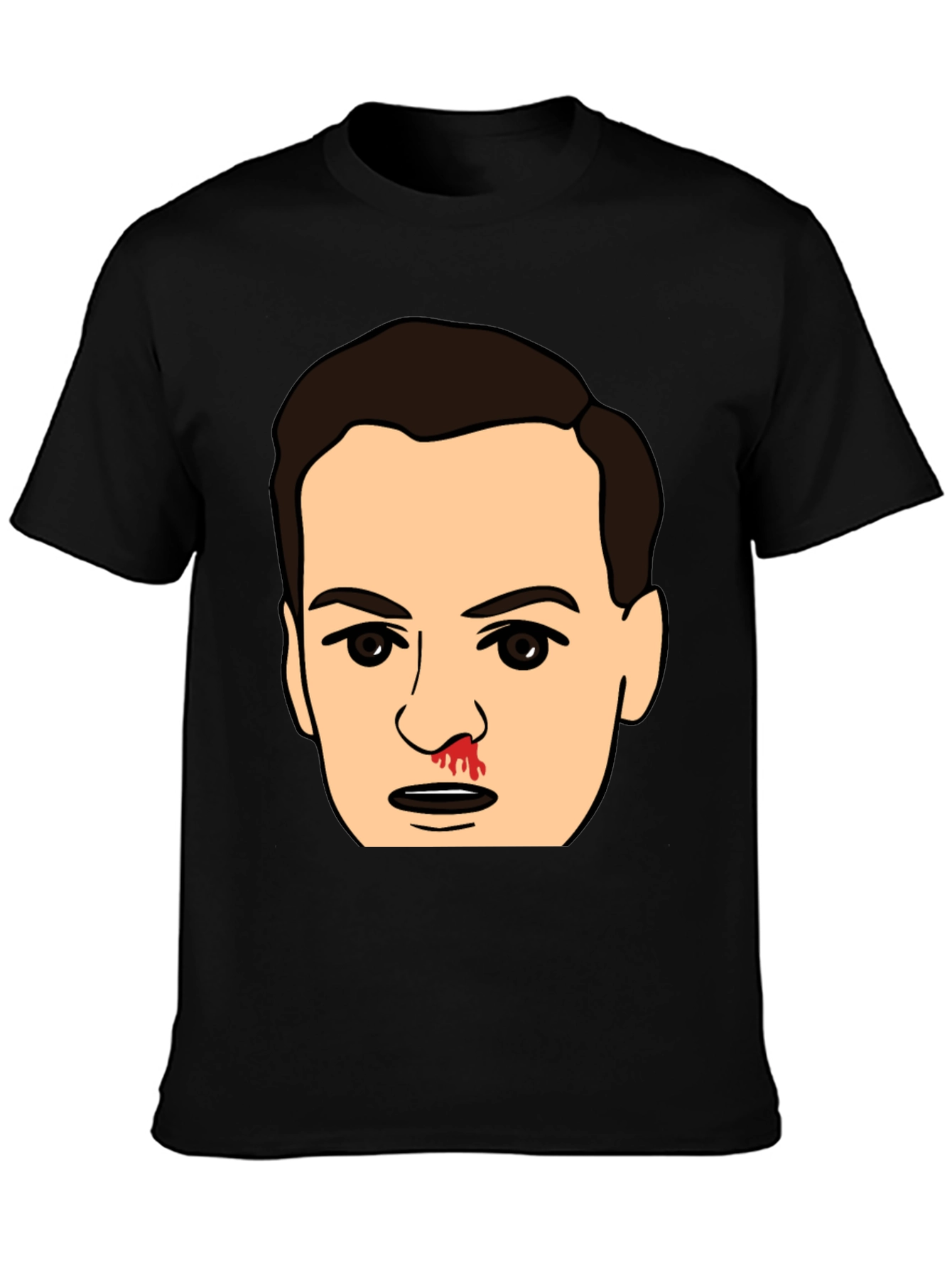 Black Bloody Nose Cartoon Face Black T-Shirt view 3