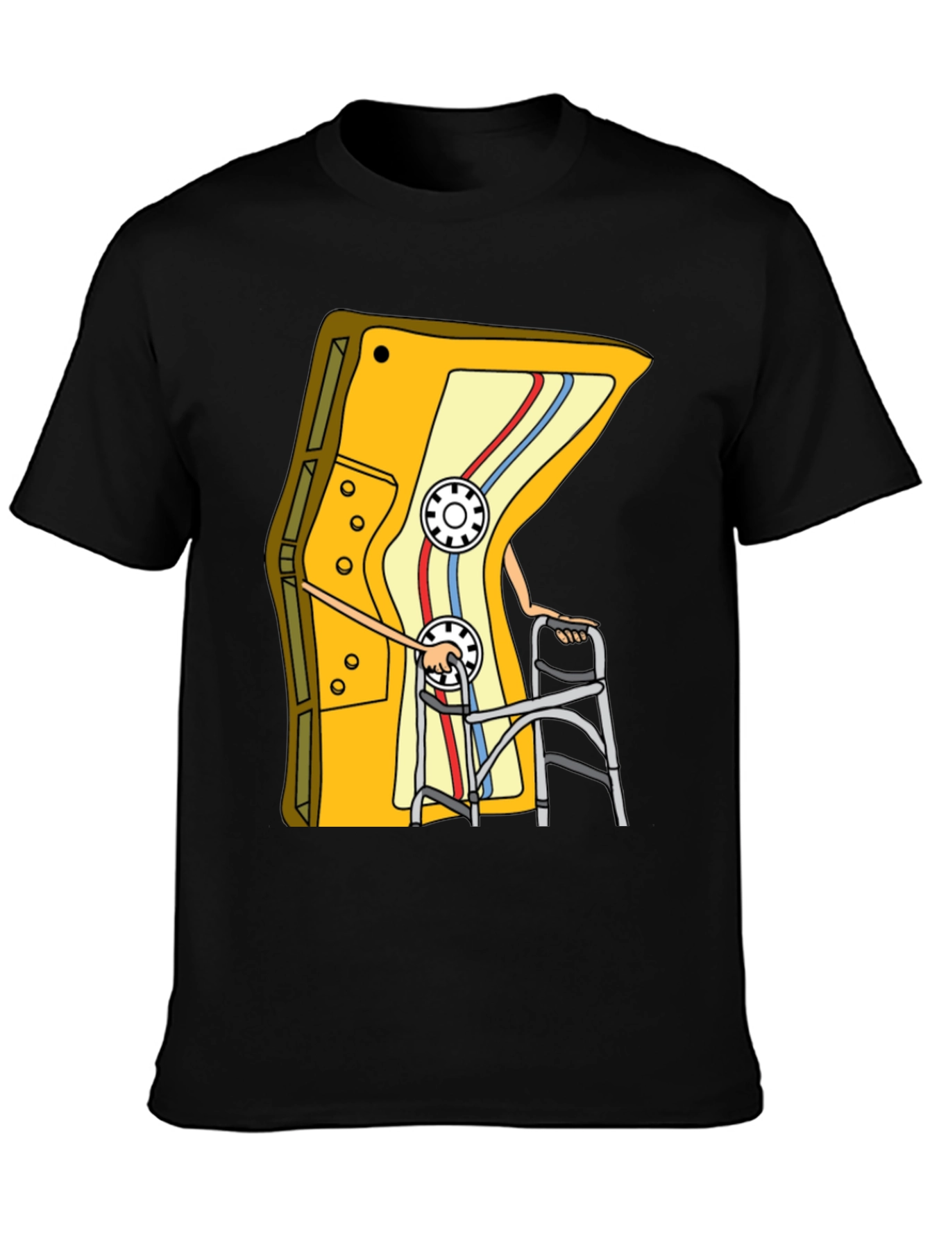 Black Cassette Tape Walker Graphic Tee - Retro Style Shirt view 3