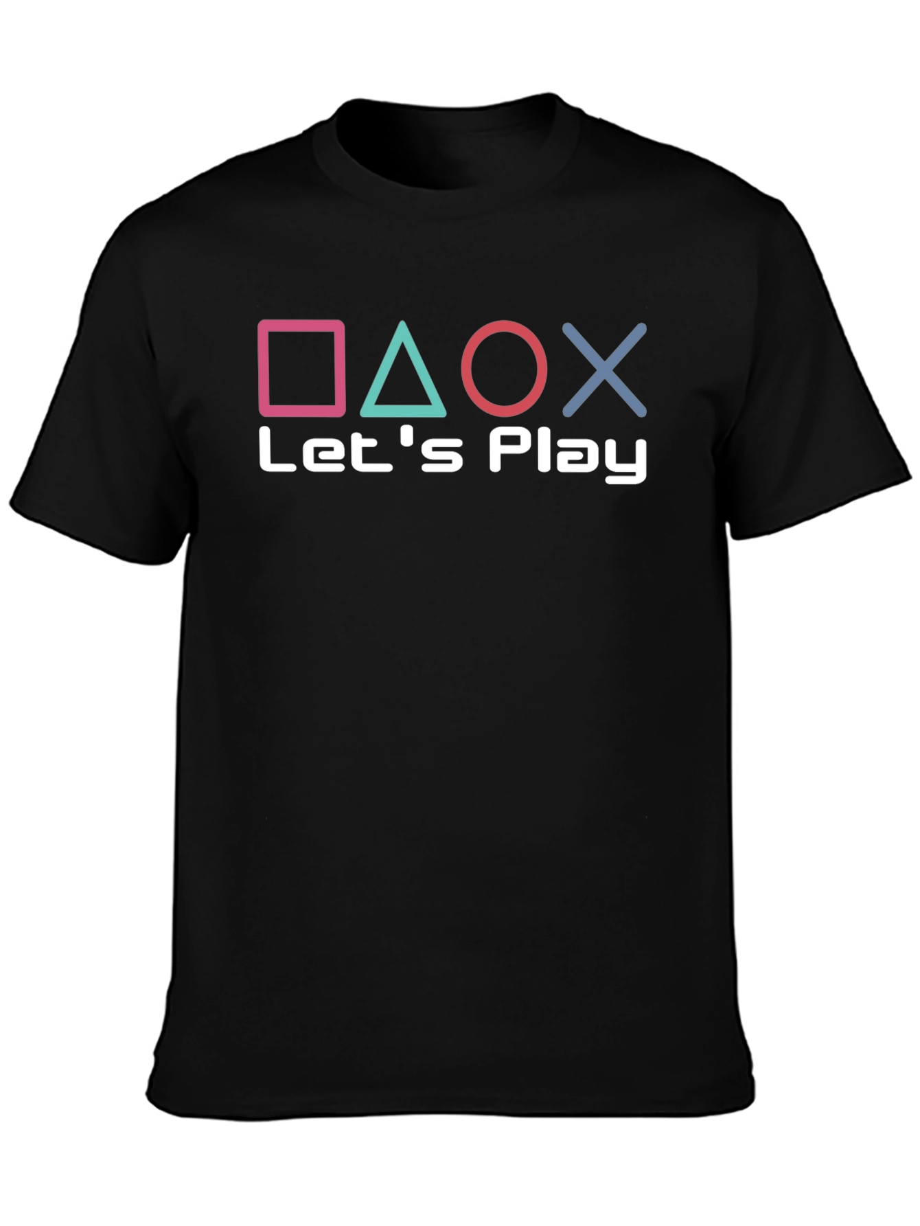 Black Let's Play Gaming Tee - Playstation Inspired Design view 3
