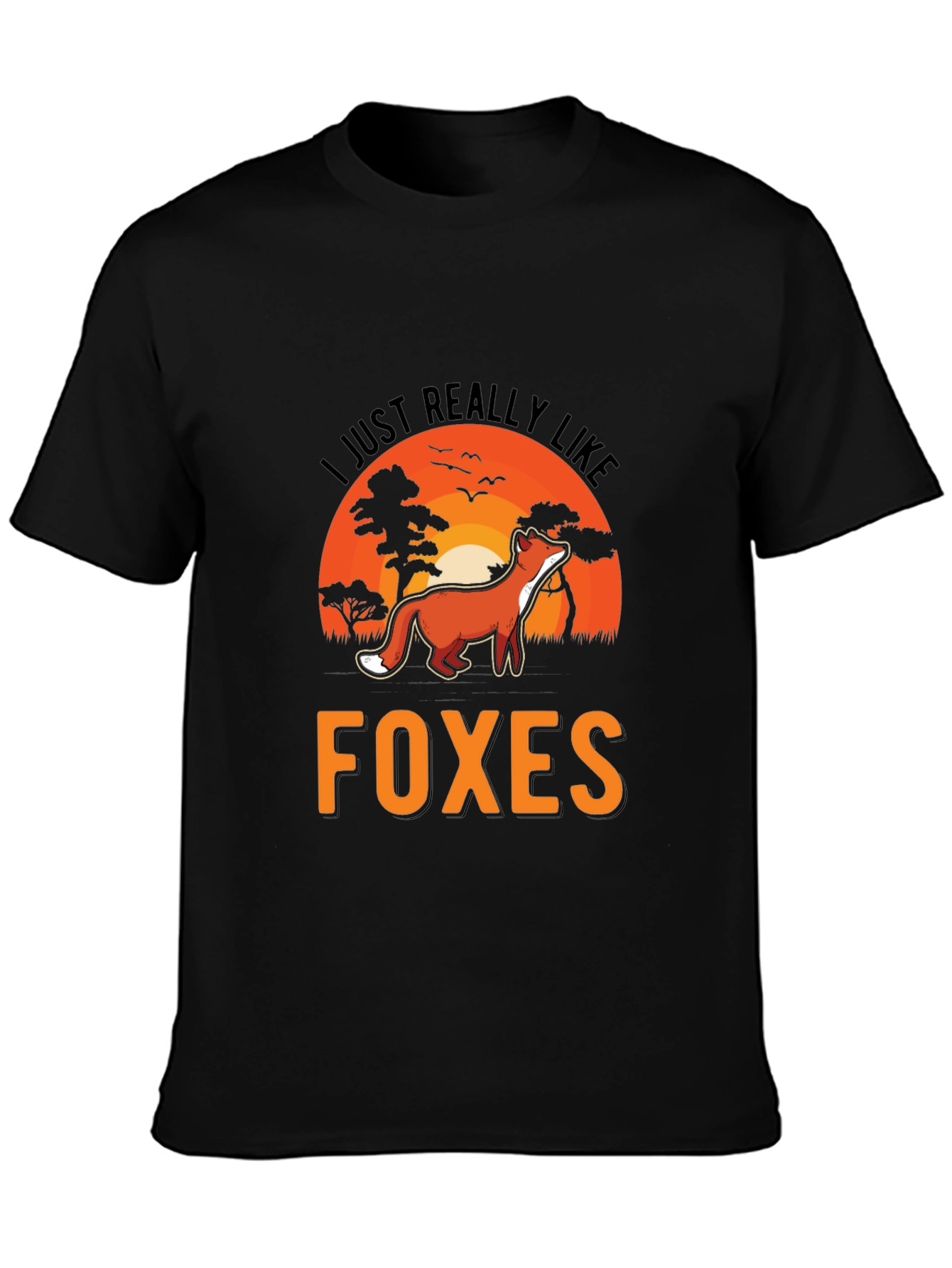 Black Fox Lover T-Shirt: I Just Really Like Foxes view 3