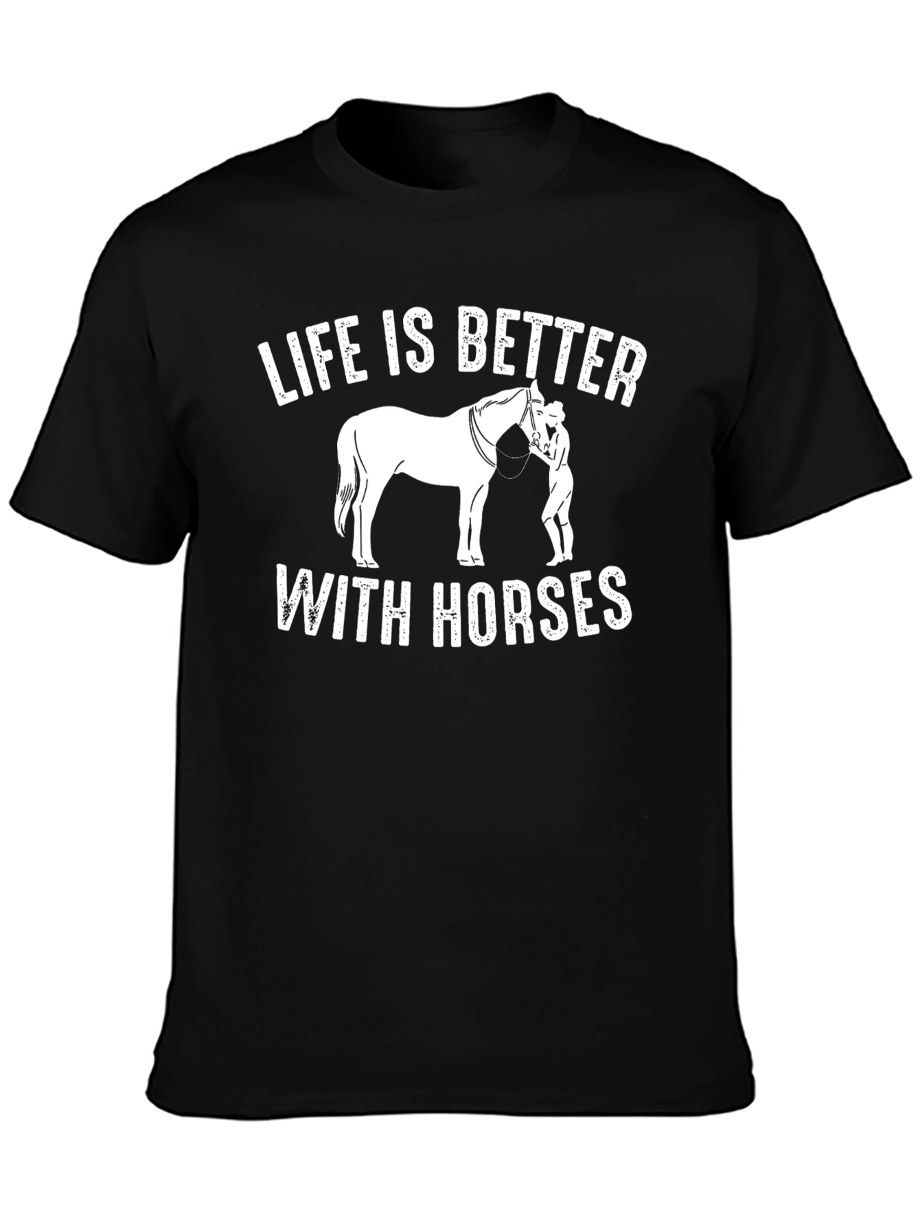 Black Life Is Better With Horses Black T-Shirt view 3