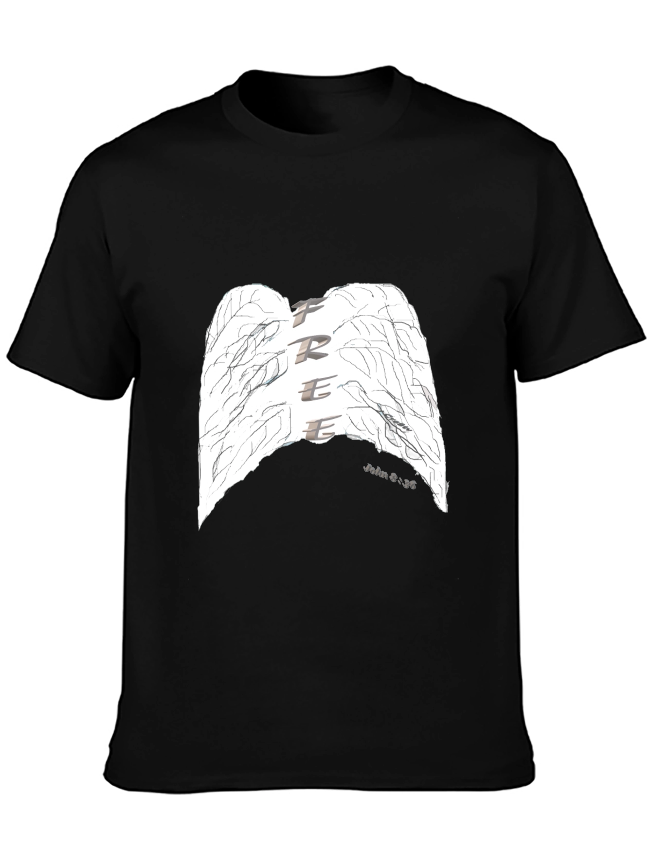 Black Free Wings Graphic T-Shirt - Black view 3