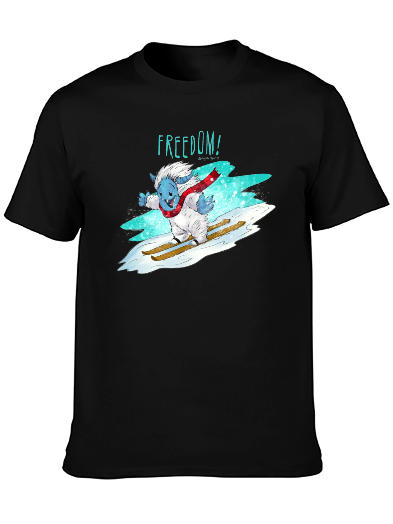 Black Freedom Skiing Yeti Graphic T-Shirt - Black view 3