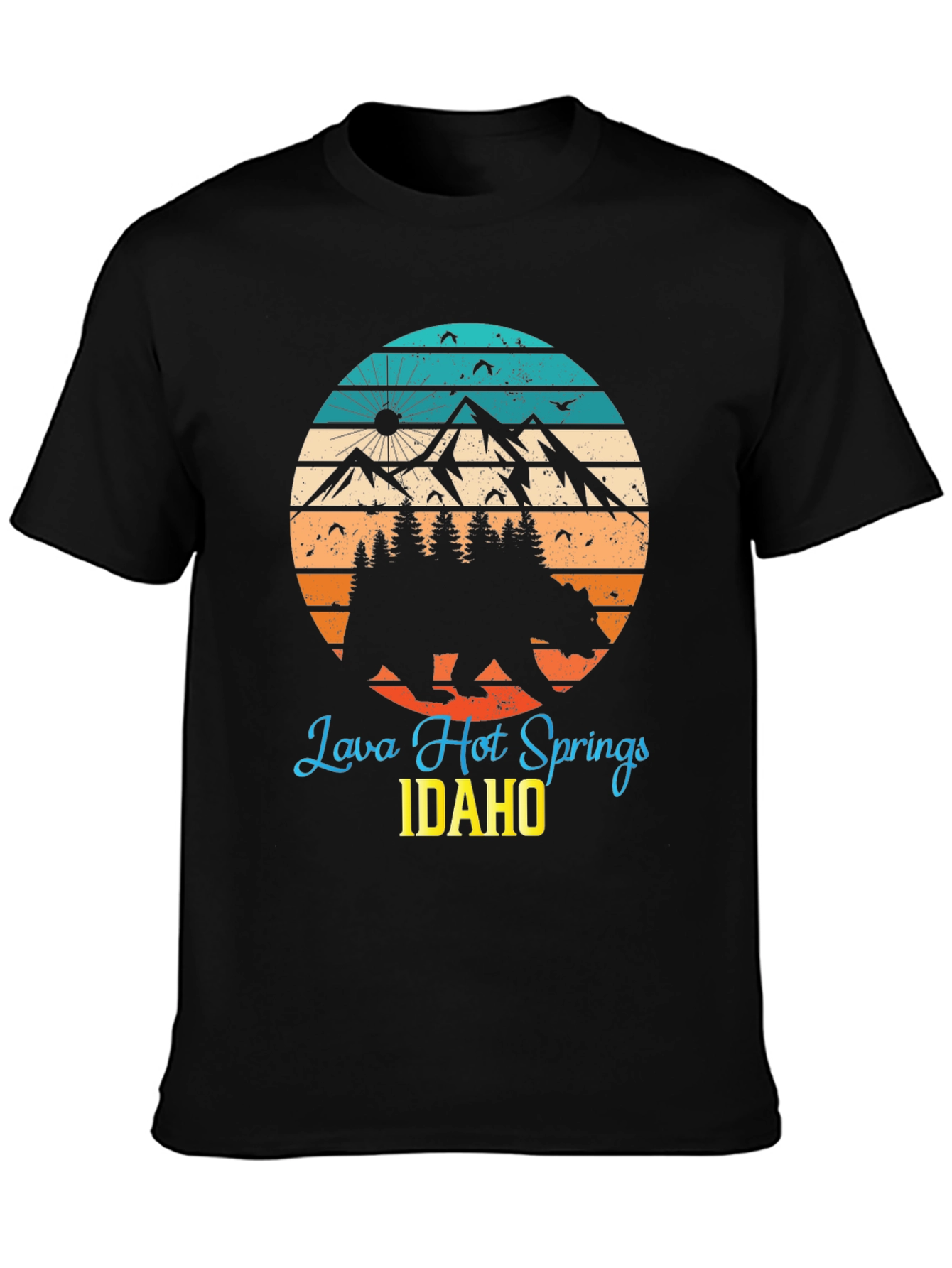 Black Lava Hot Springs Idaho Bear T-Shirt view 3