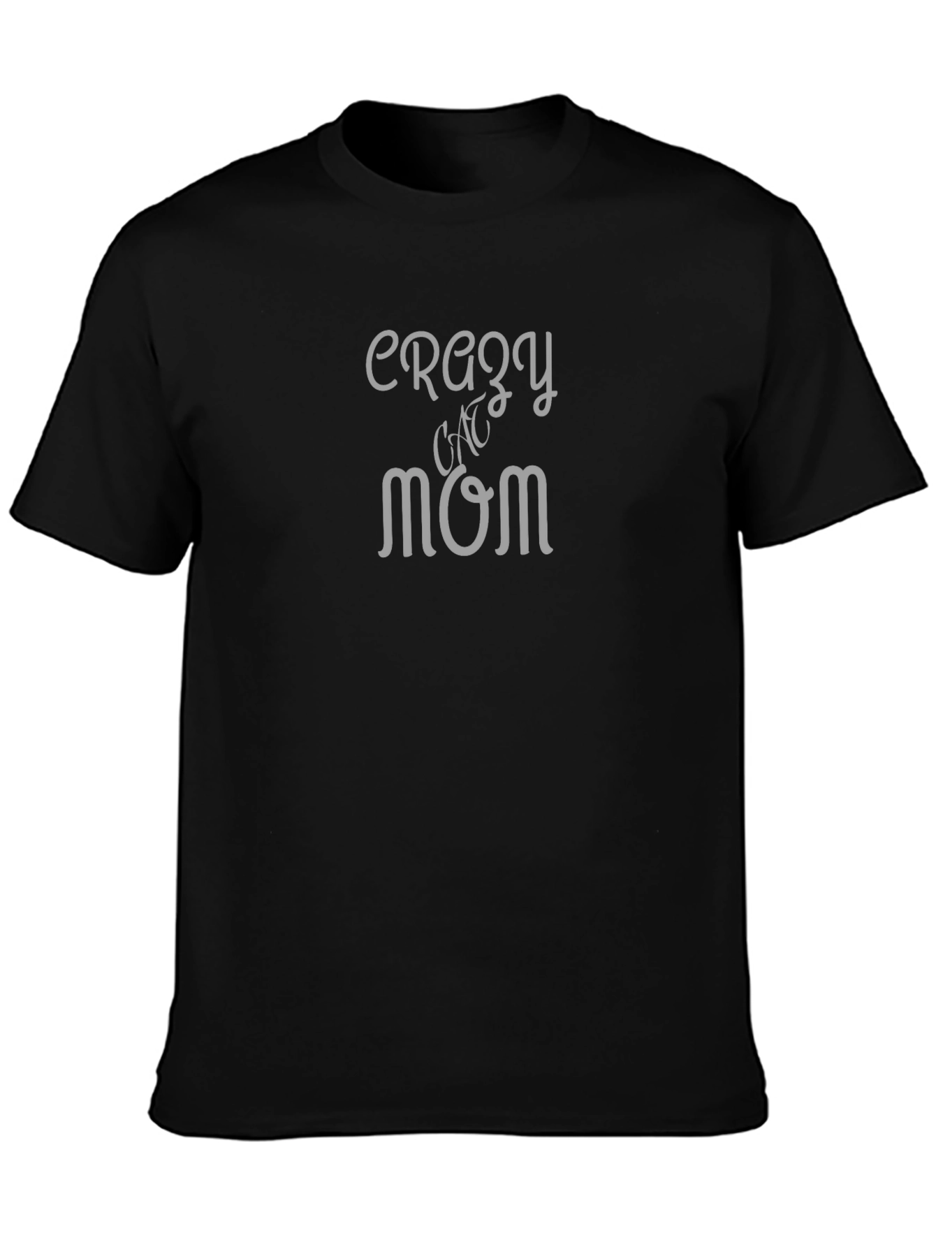 Black Crazy Cat Mom Tee - Black Cotton T-Shirt view 3
