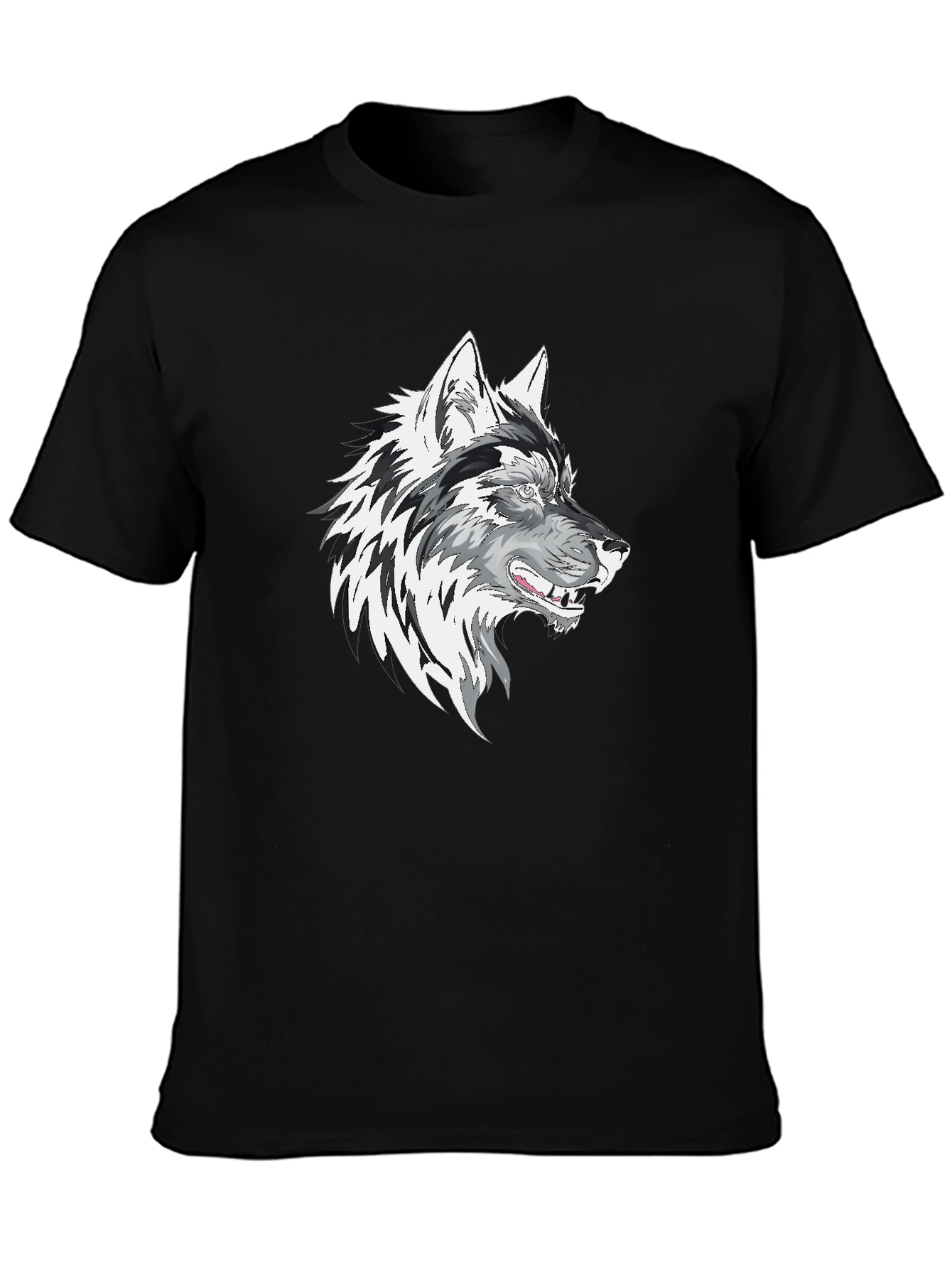 Black Wolf Graphic Print Men's T-Shirt view 3