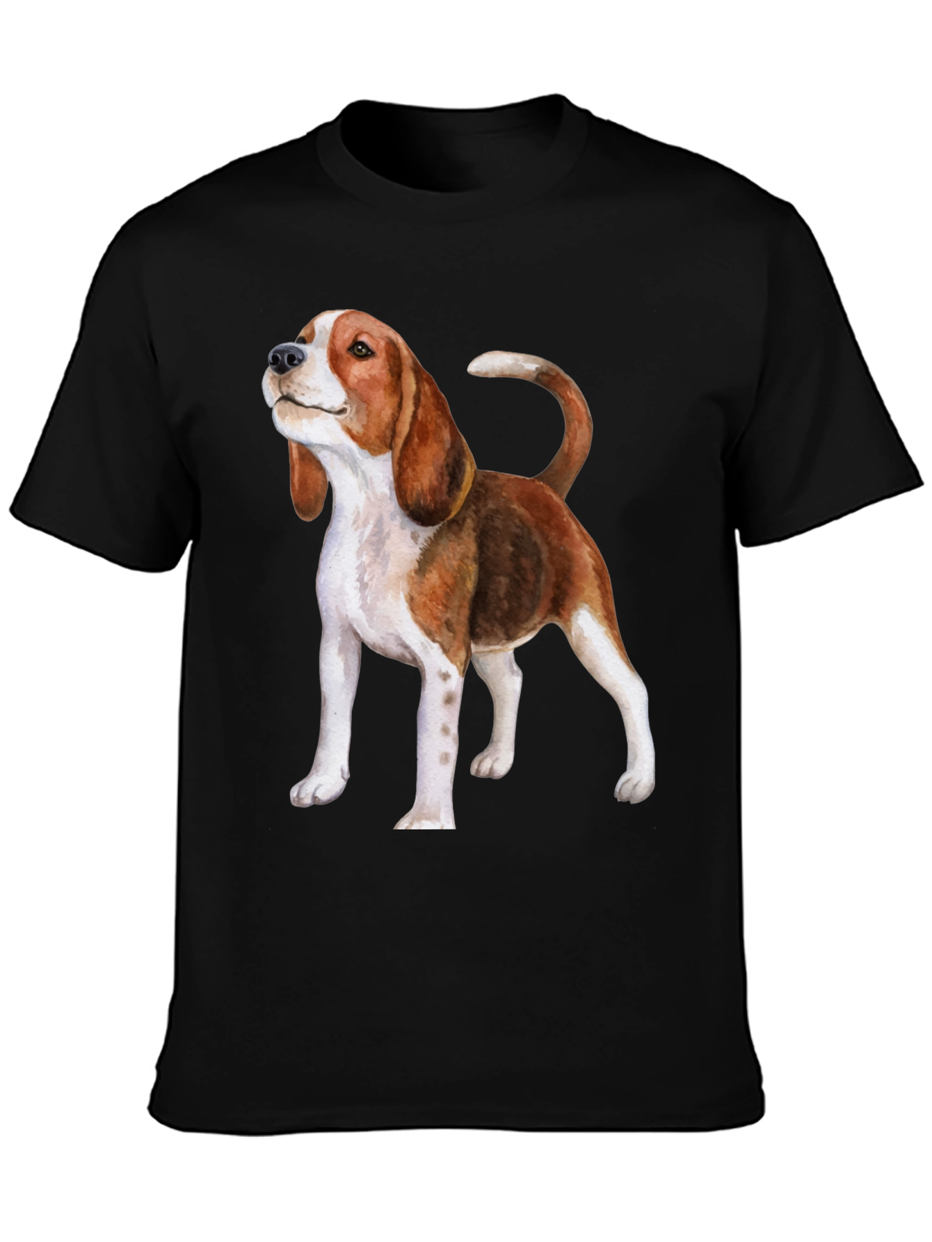 Black Beagle Dog Graphic Print Black T-Shirt view 3