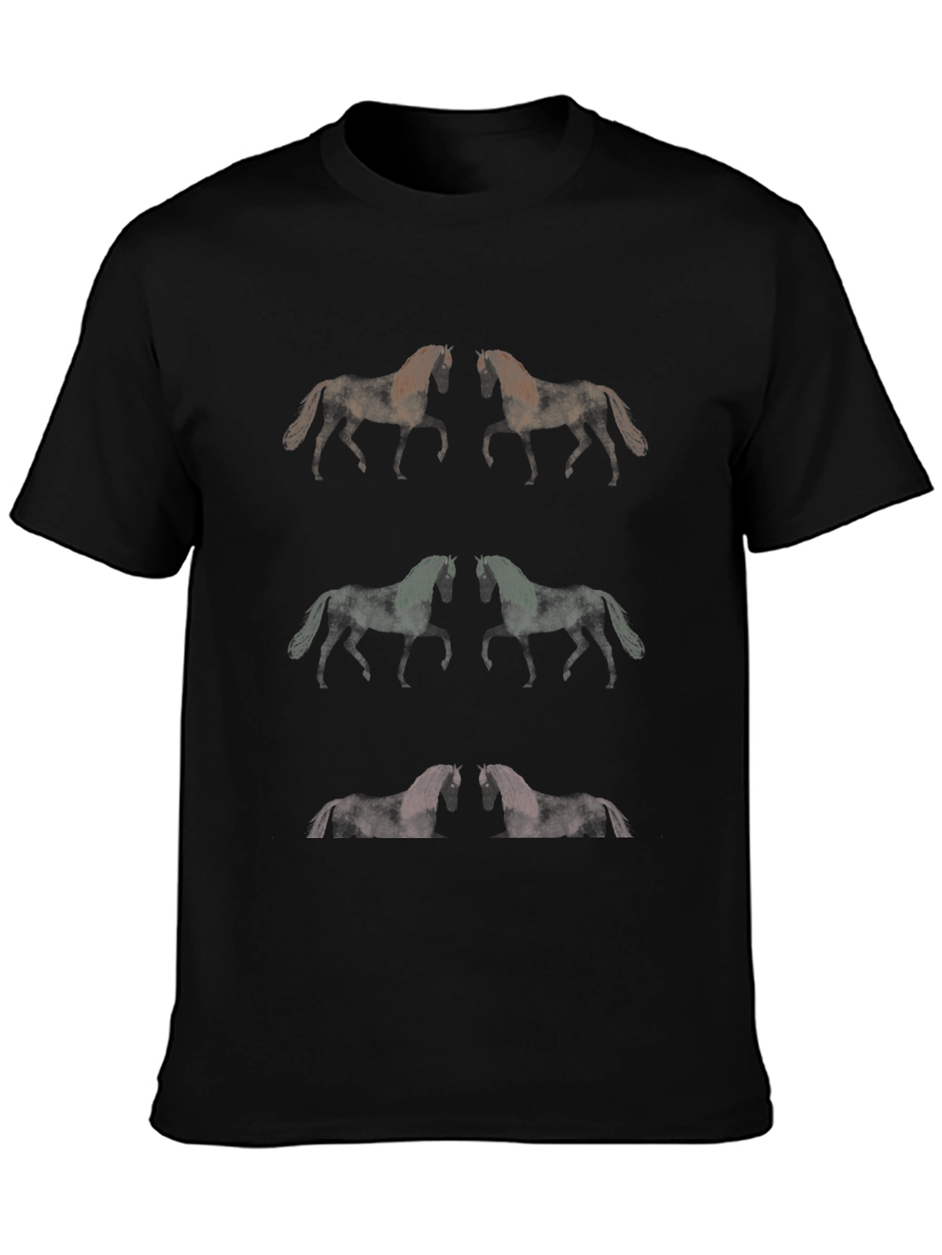 Black Horse Pattern Graphic Tee - Unique Men's T-Shirt view 3
