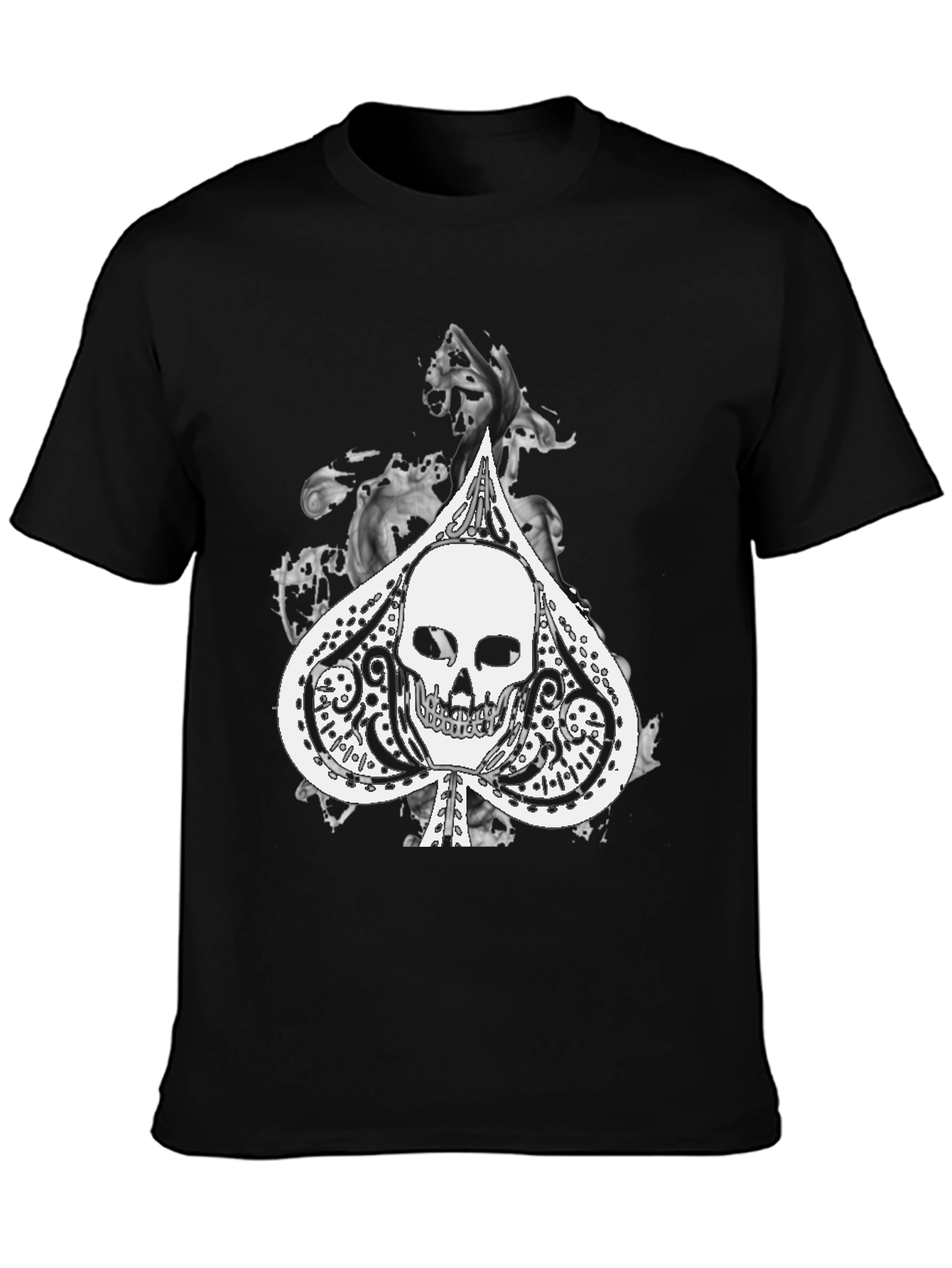Black Skull Spade Graphic Black Tee view 3