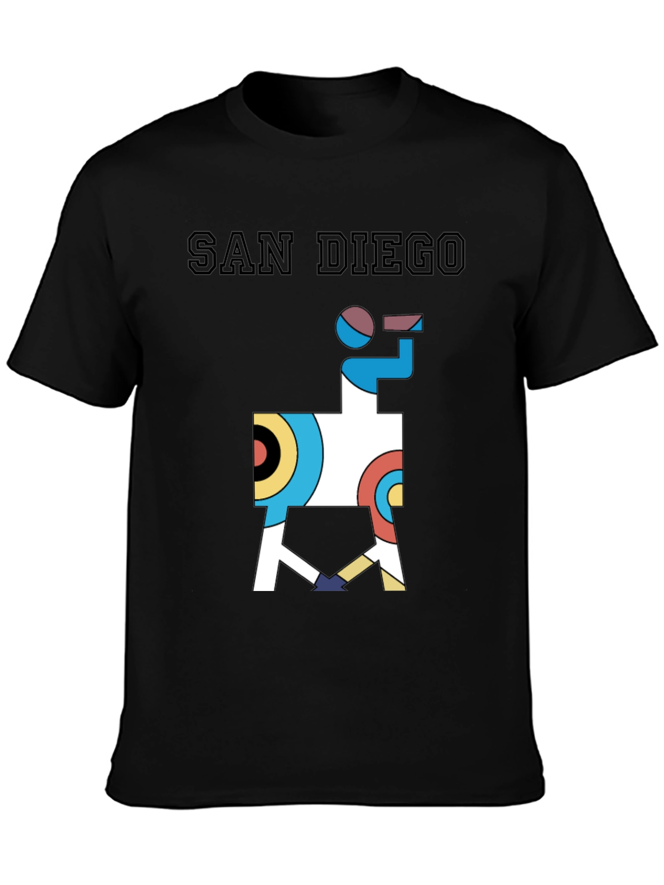 Black San Diego Graphic Tee - Abstract Geometric Llama Shirt view 3