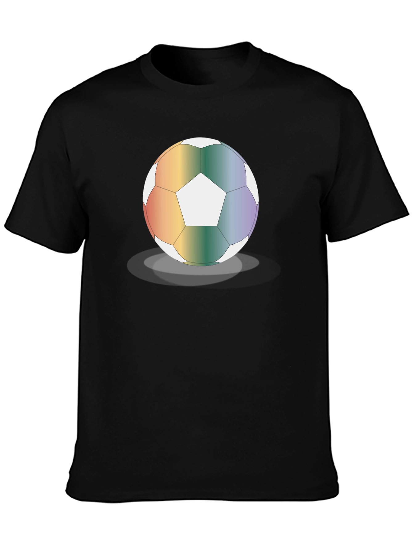 Black Rainbow Soccer Ball Graphic Tee - Stylish & Unique view 3