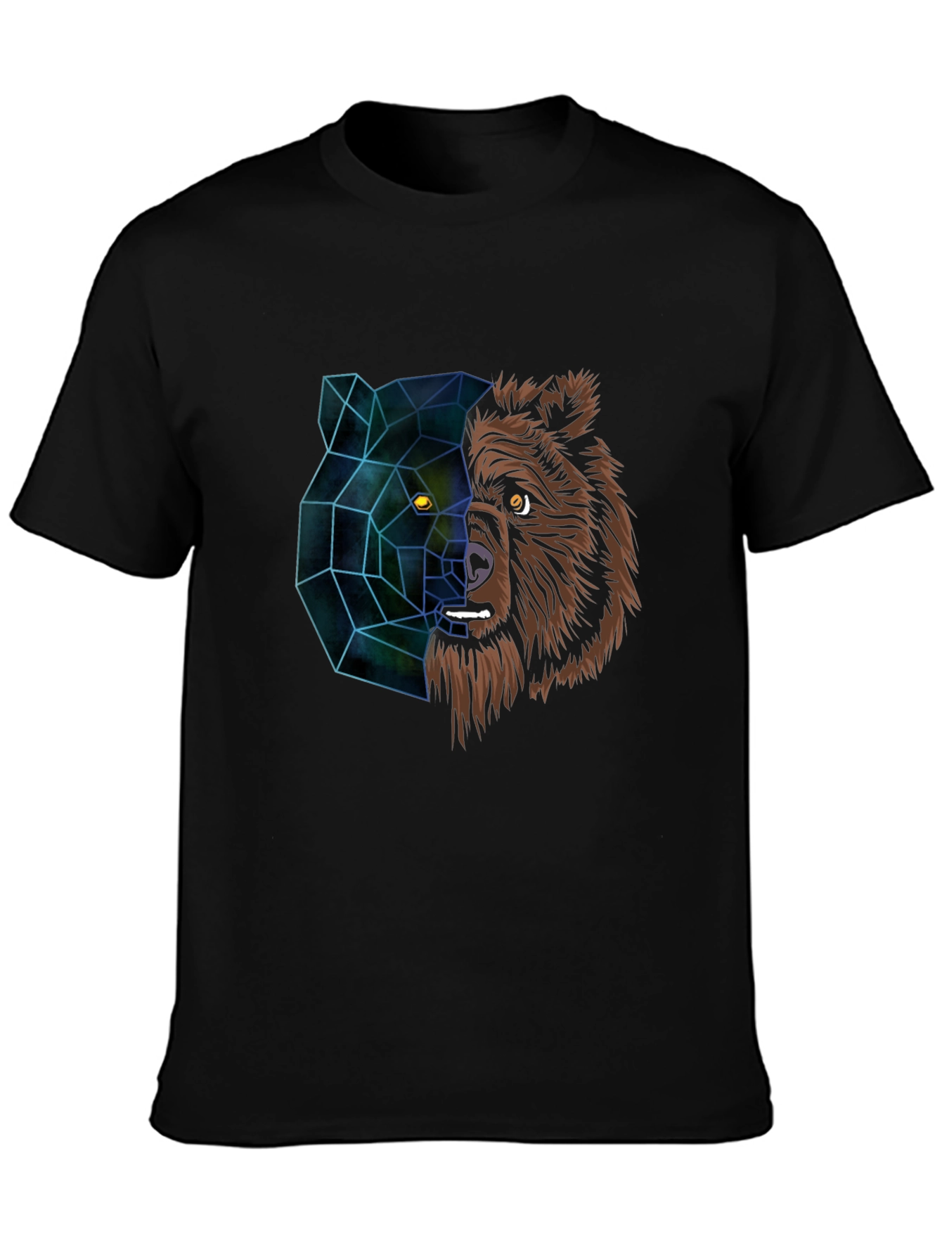 Black Geometric Bear Graphic Tee - Modern Animal Design view 3