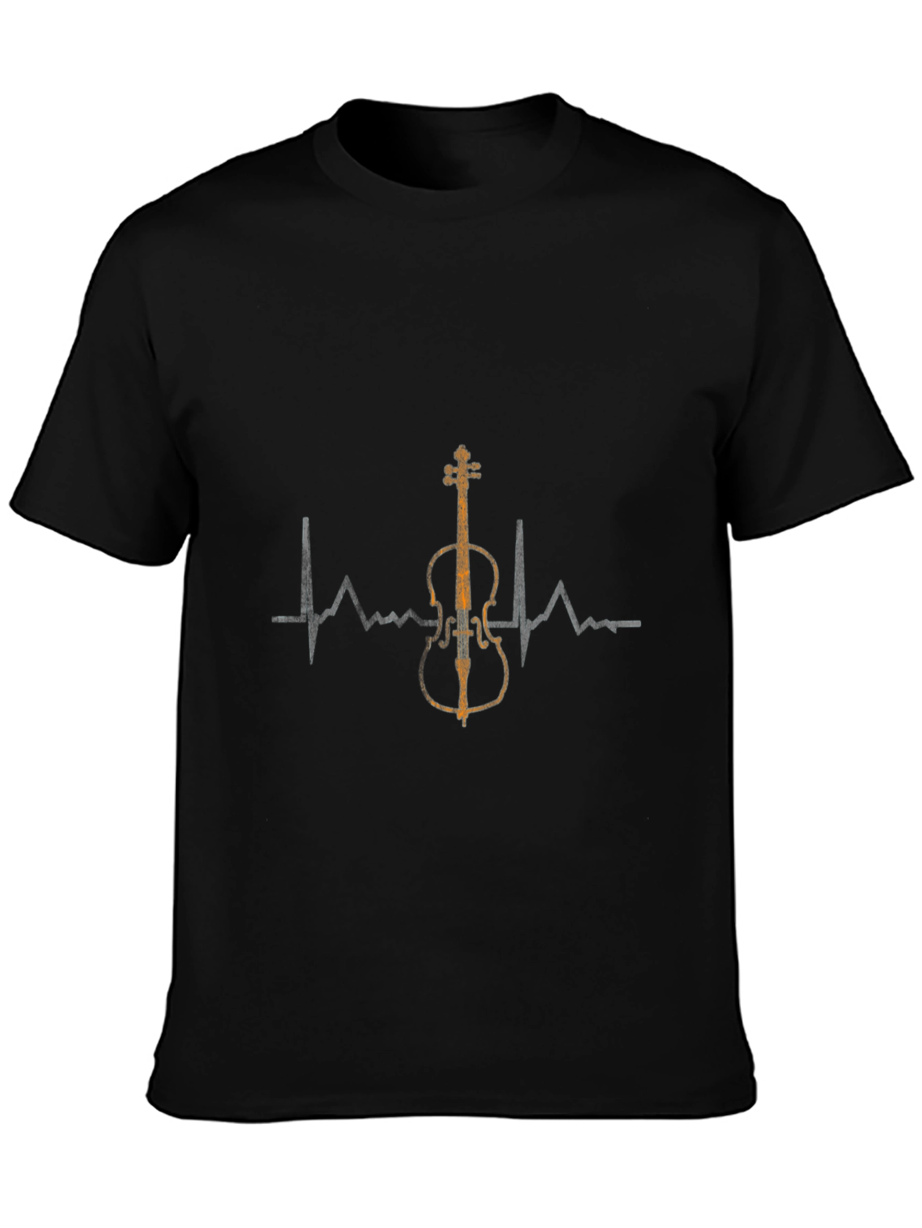 Black Musical Heartbeat T-Shirt - Black, Cello Design view 3