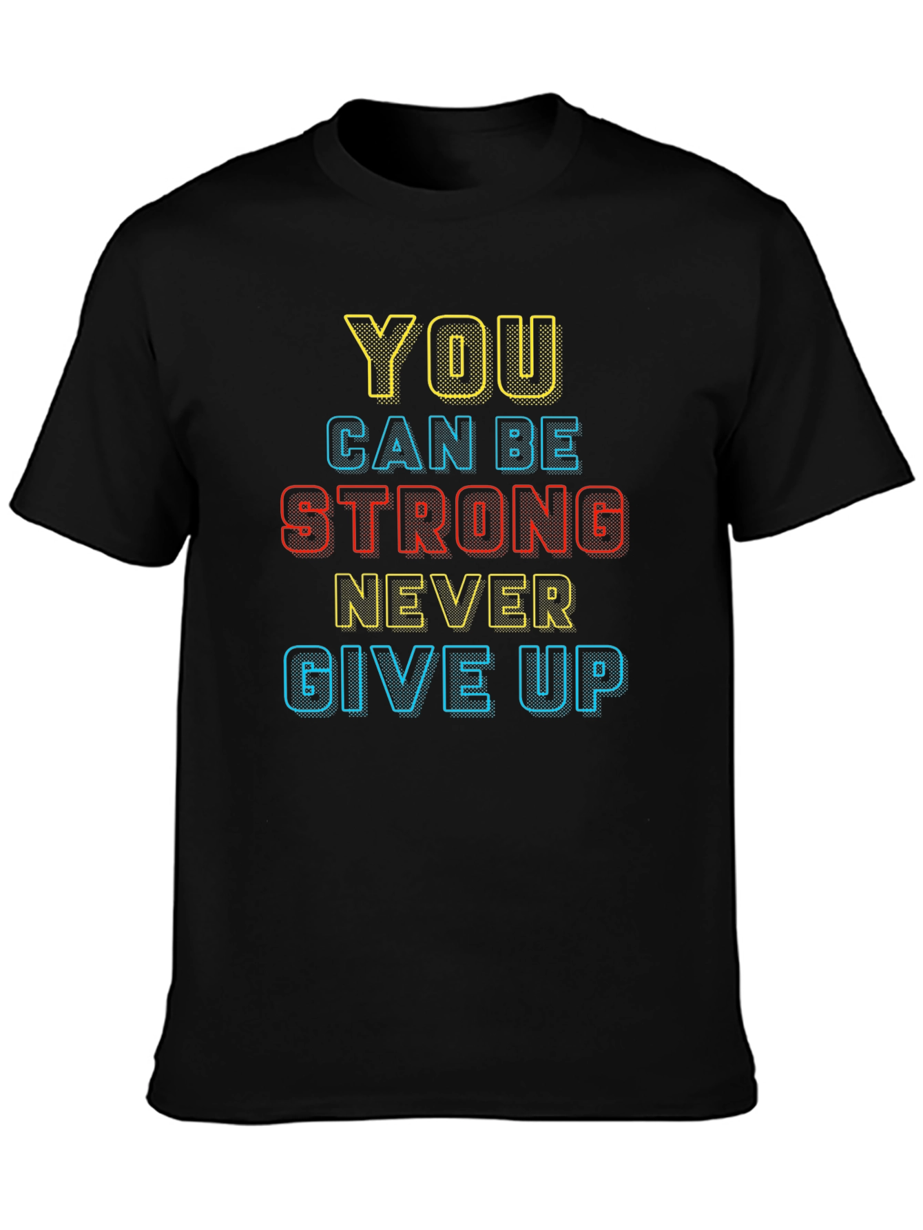 Black Motivational Black T-Shirt: You Can Be Strong view 3