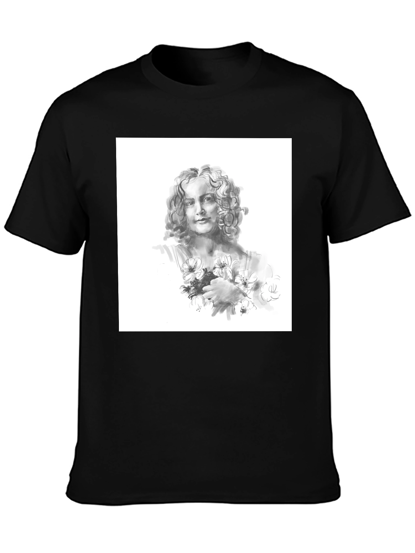Black Artistic Woman Portrait Black T-Shirt view 3