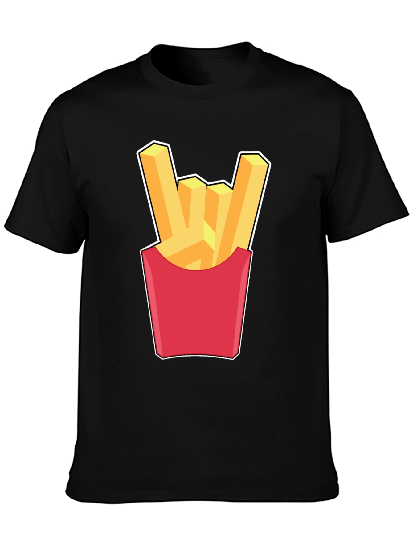 Black French Fries Rock On Graphic T-Shirt - Black view 3