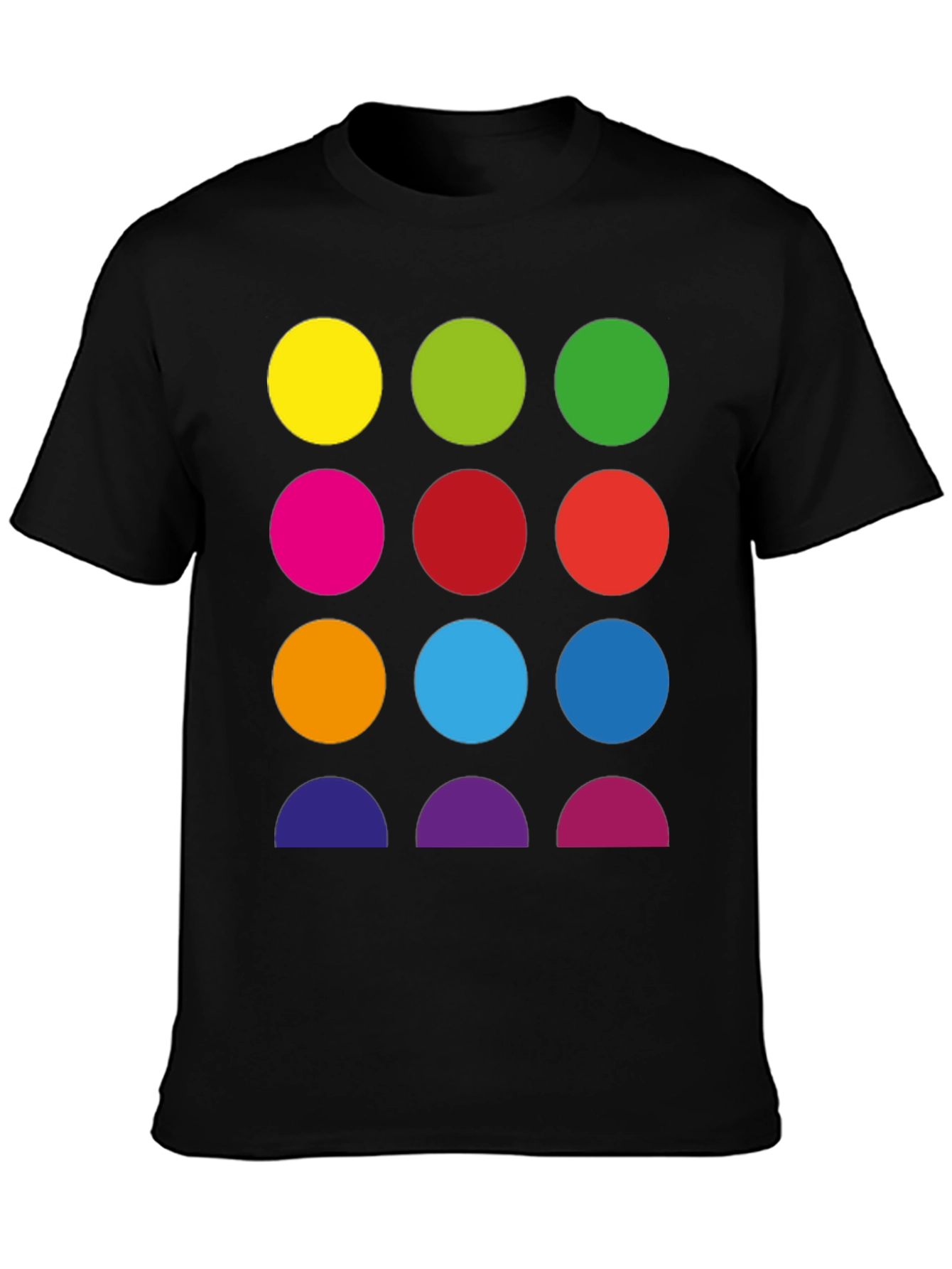 Black Colorful Circles Graphic Black Tee - Modern Art Shirt view 3