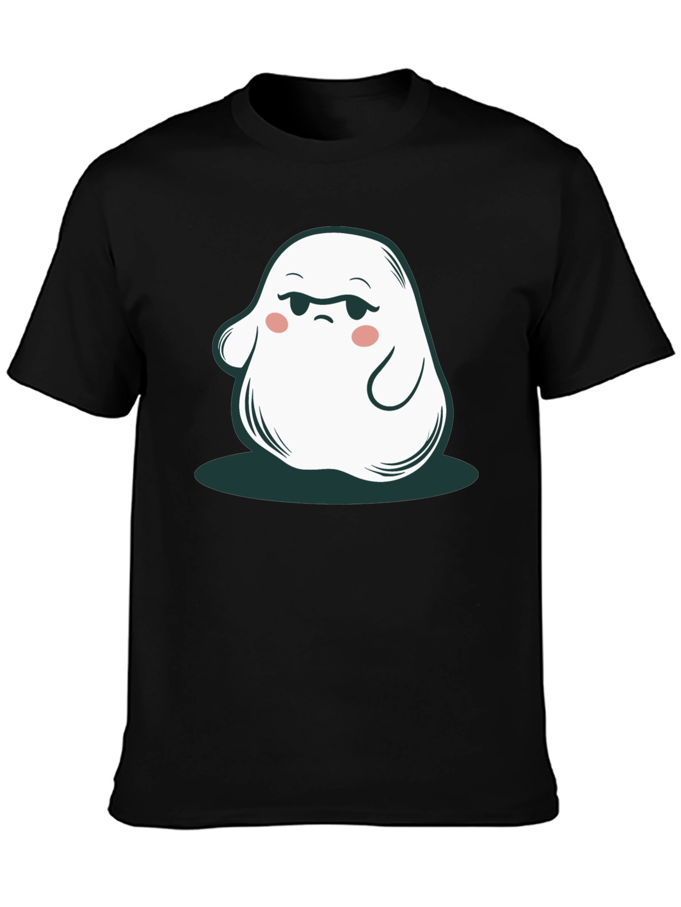 Black Funny Ghost Graphic Tee - Cute Spooky Season Shirt view 3