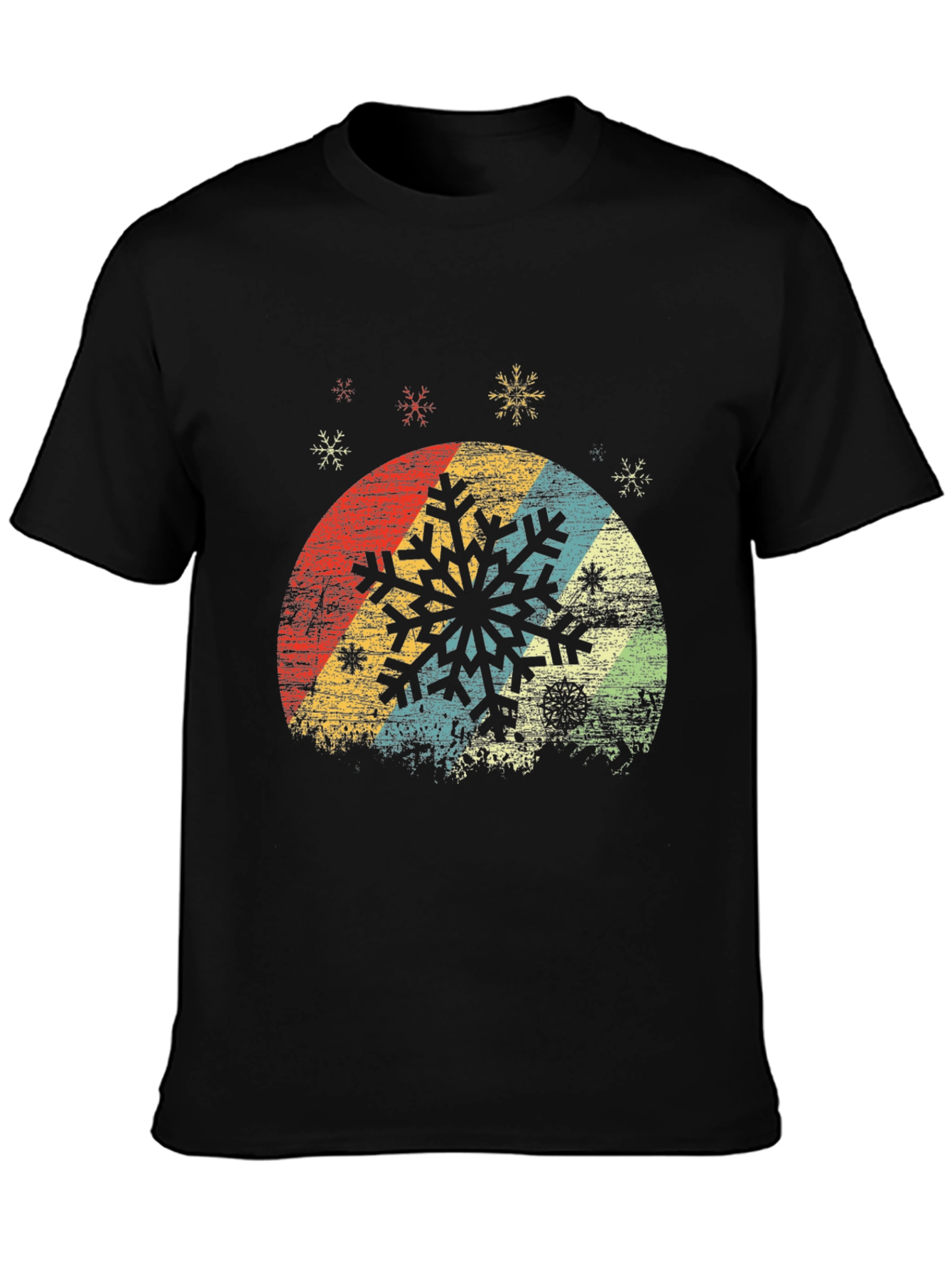 Black Retro Snowflake Graphic Tee - Vintage Winter Style view 3