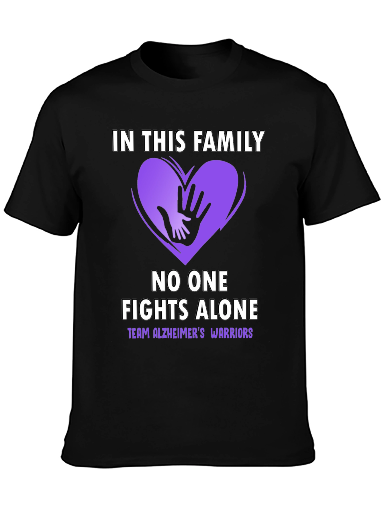 Black Alzheimer's Awareness T-Shirt - In This Family No One Fights Alone view 3