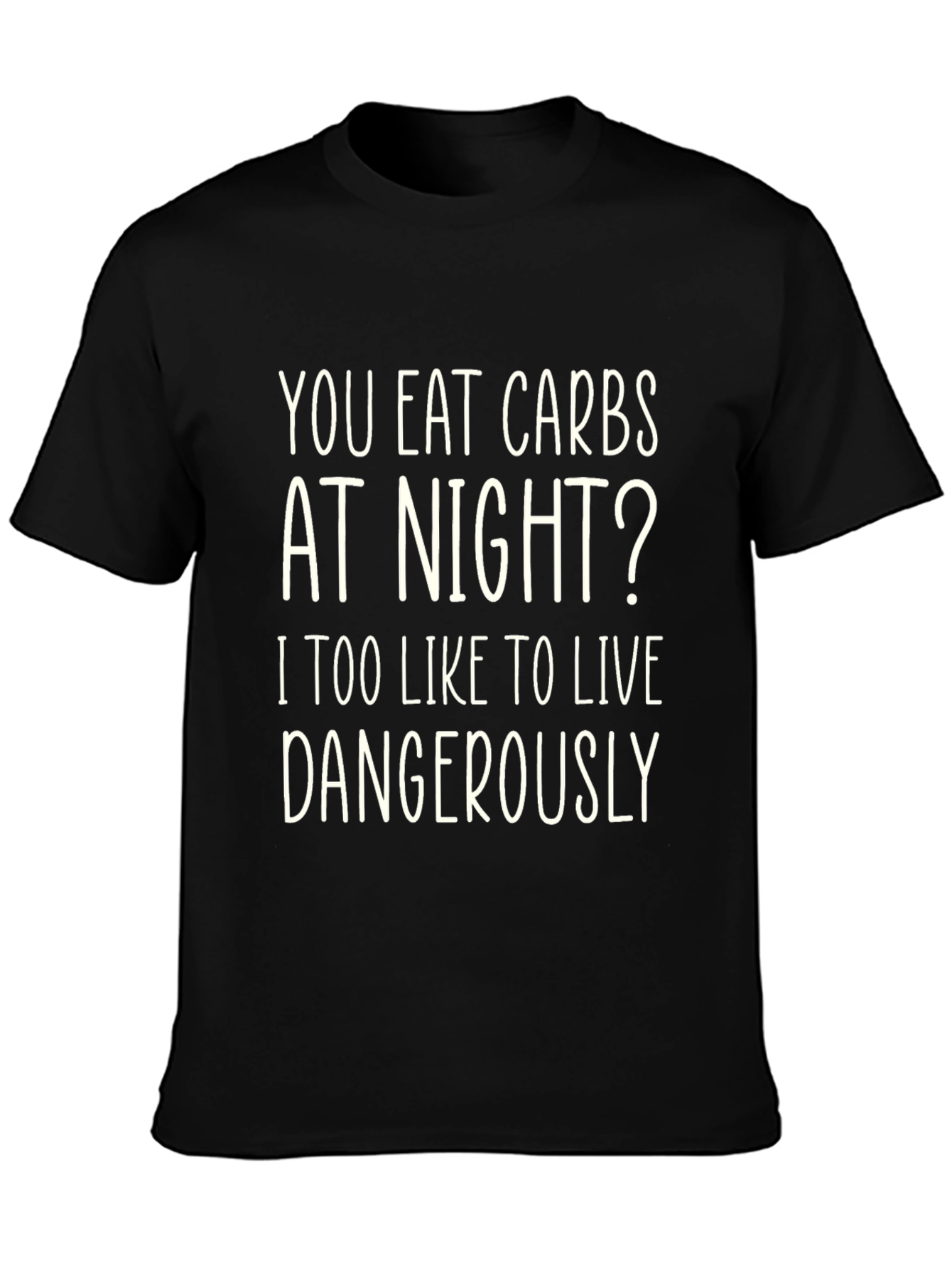 Black Funny 'You Eat Carbs at Night?' Graphic T-Shirt view 3