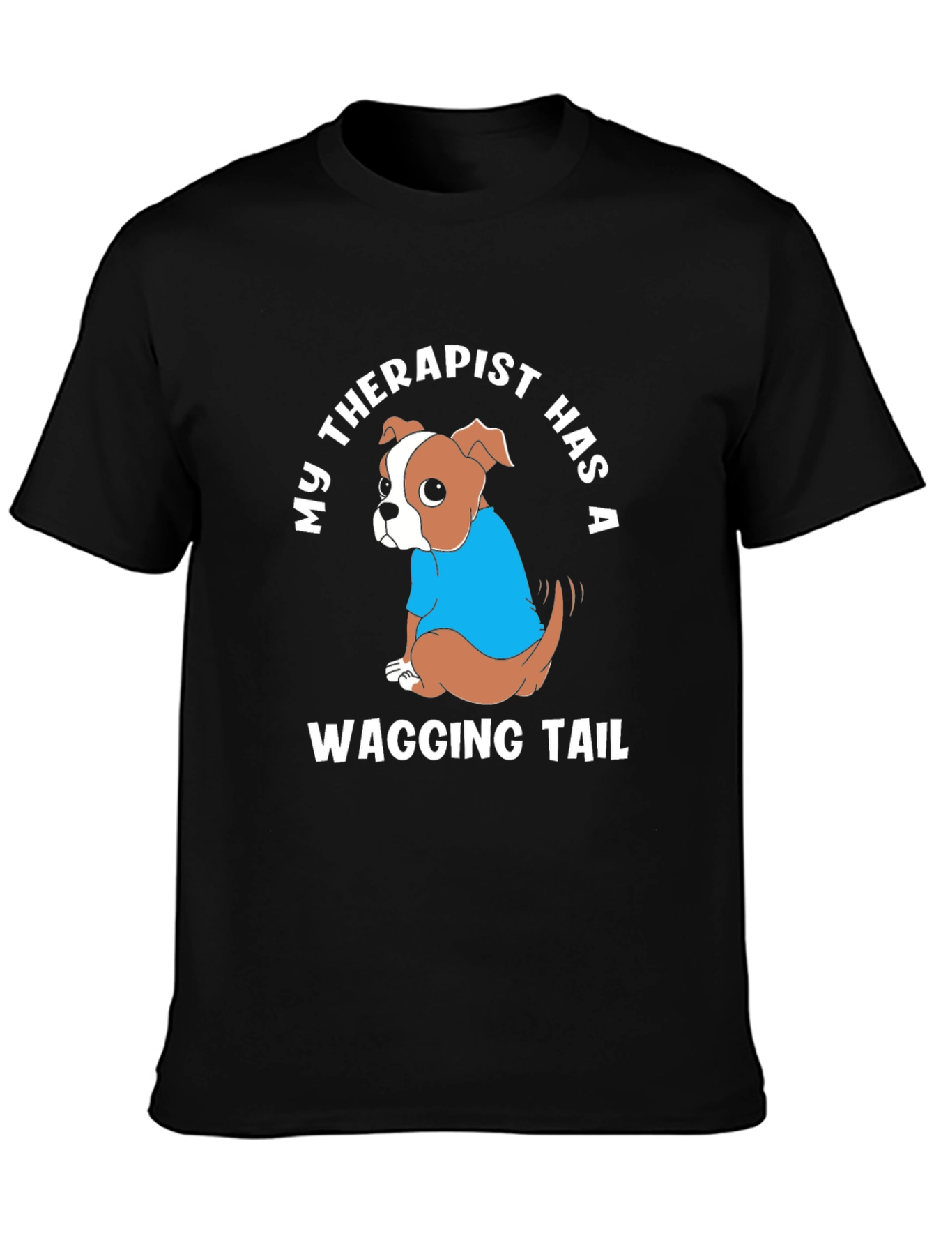 Black Dog Therapist T-Shirt: Wagging Tail Design, Cute Tee view 3