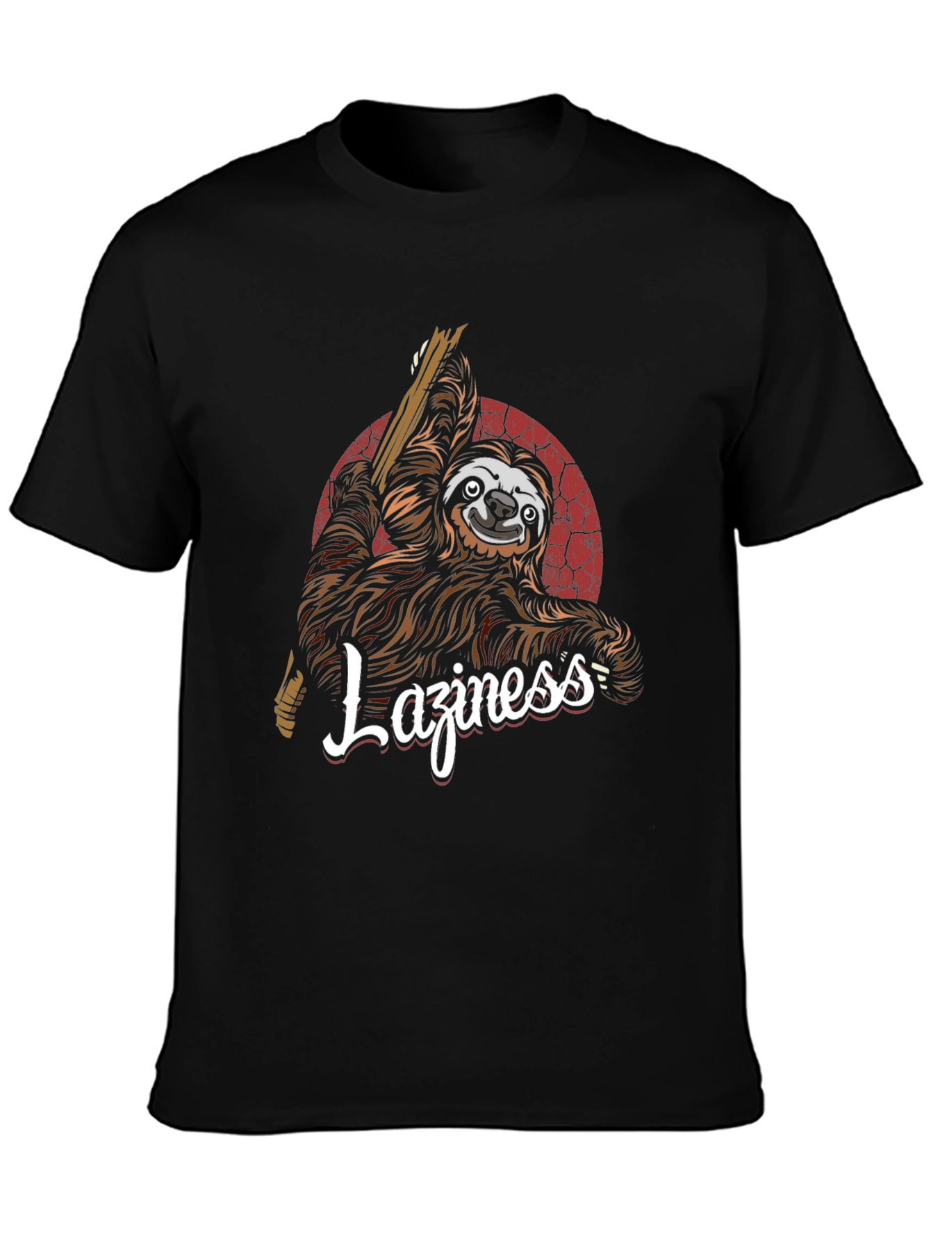 Black Funny Sloth 'Laziness' Graphic T-Shirt view 3