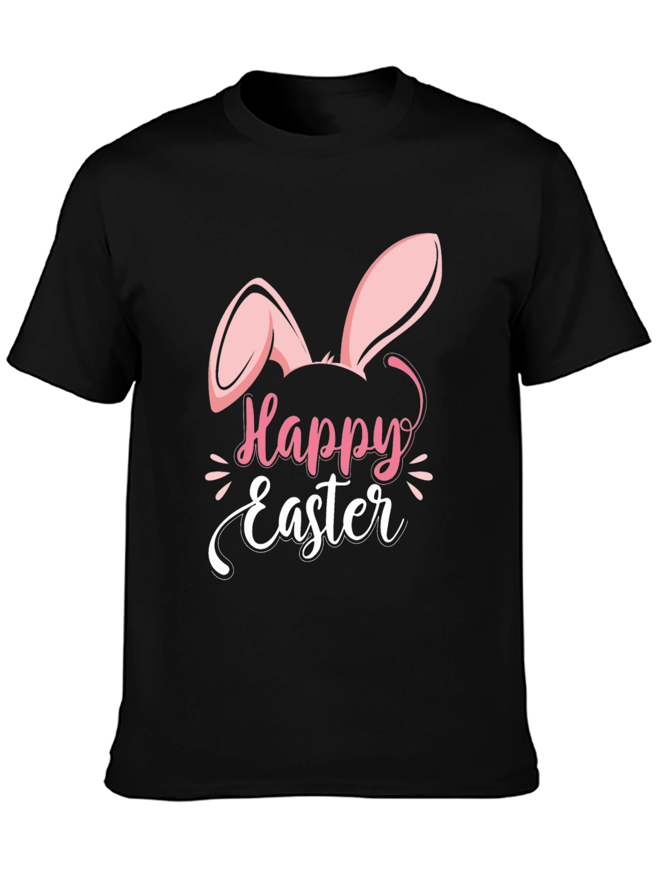 Black Happy Easter Bunny Ears T-Shirt view 3