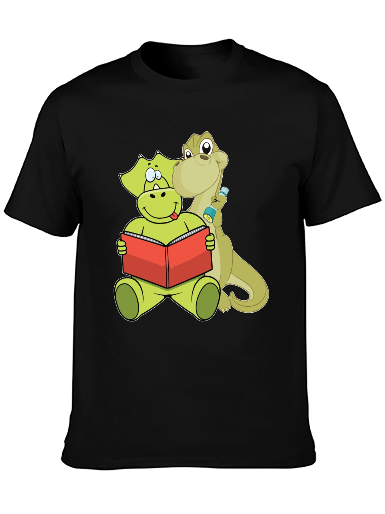 Black Dinosaur Reading Book Graphic Tee view 3
